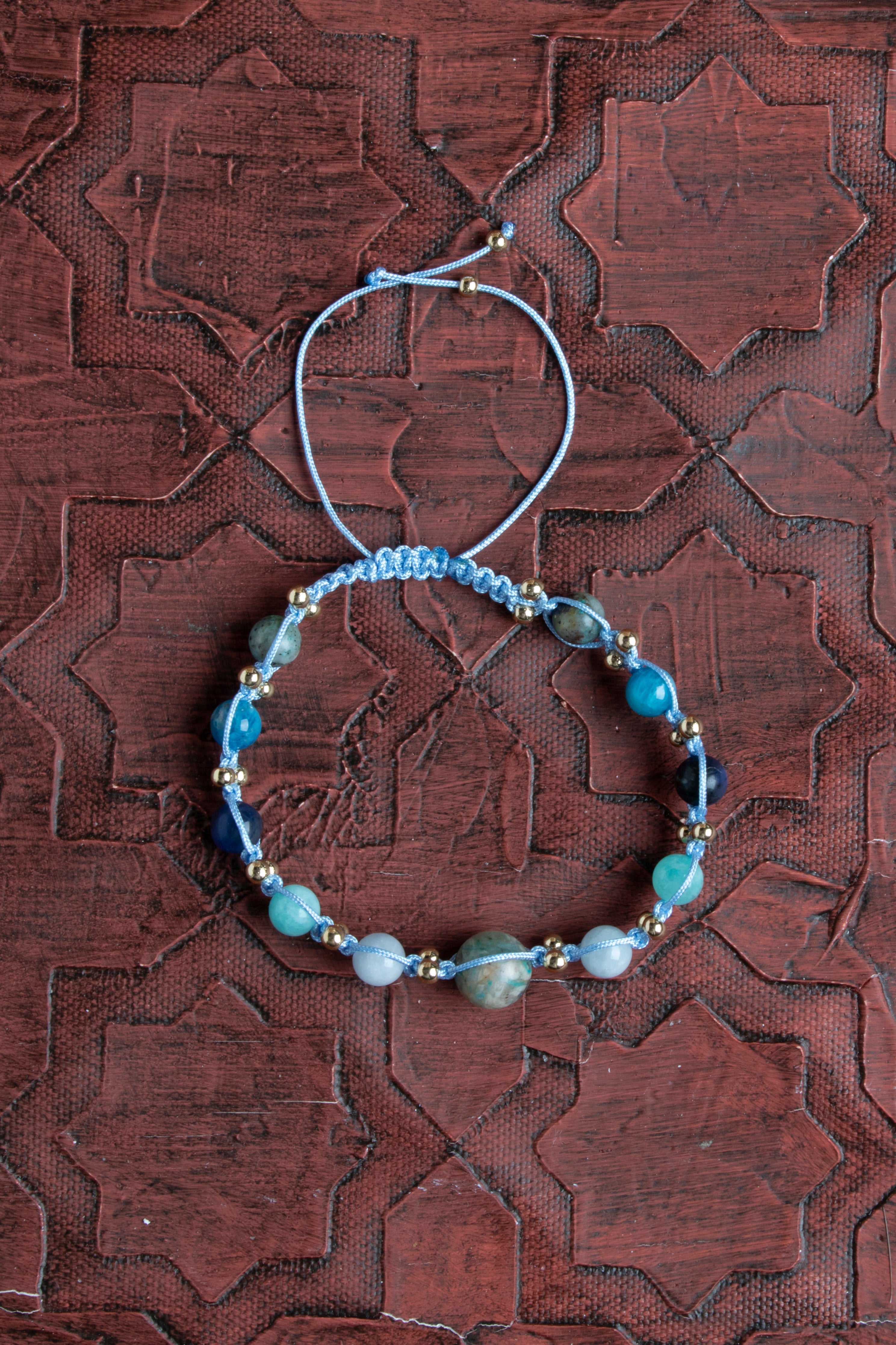 Laboratory Certified Aquamarine, Amazonite & Chrysocolla Natural Stone Bracelet