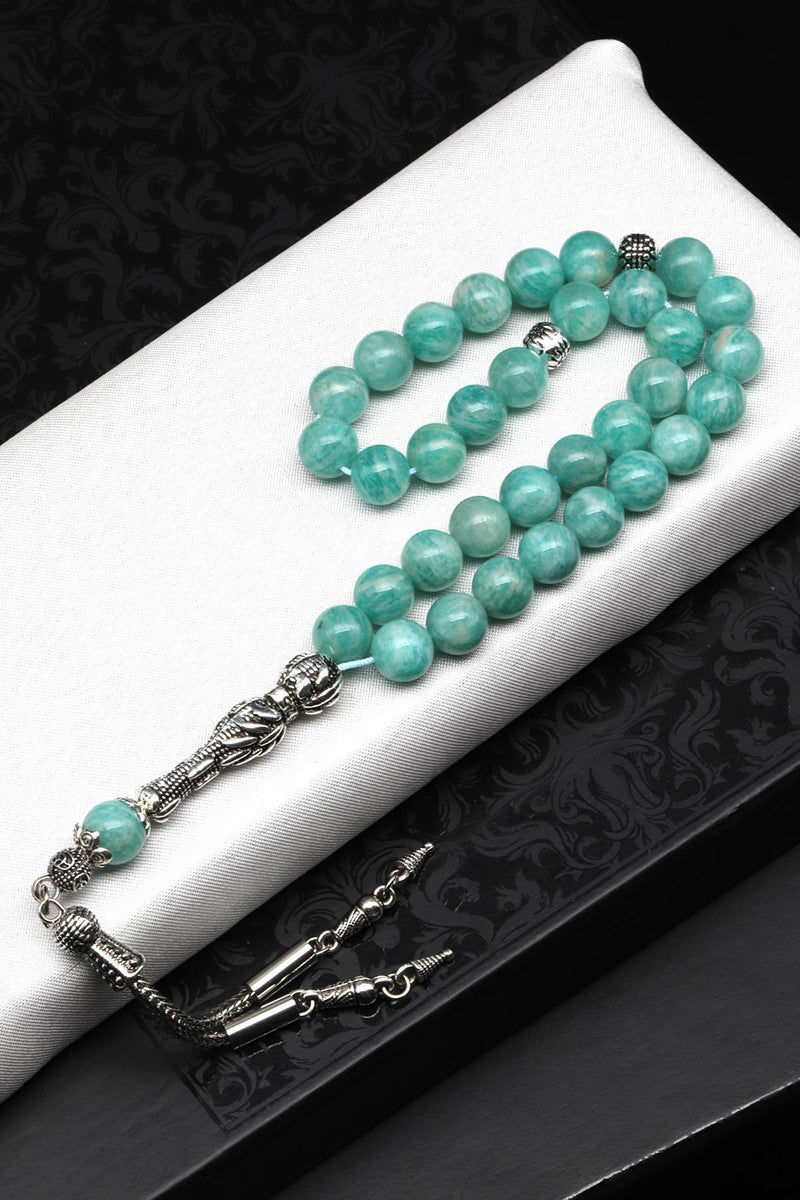 Laboratory Certified Amazonite Natural Gemstone Prayer Beads 8 mm