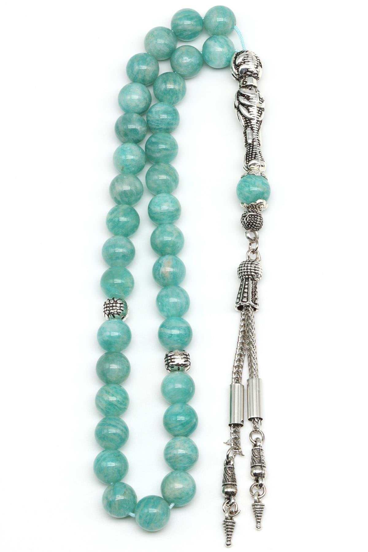 Amazonite Natural Gemstone Prayer Beads 8 mm Round Cut