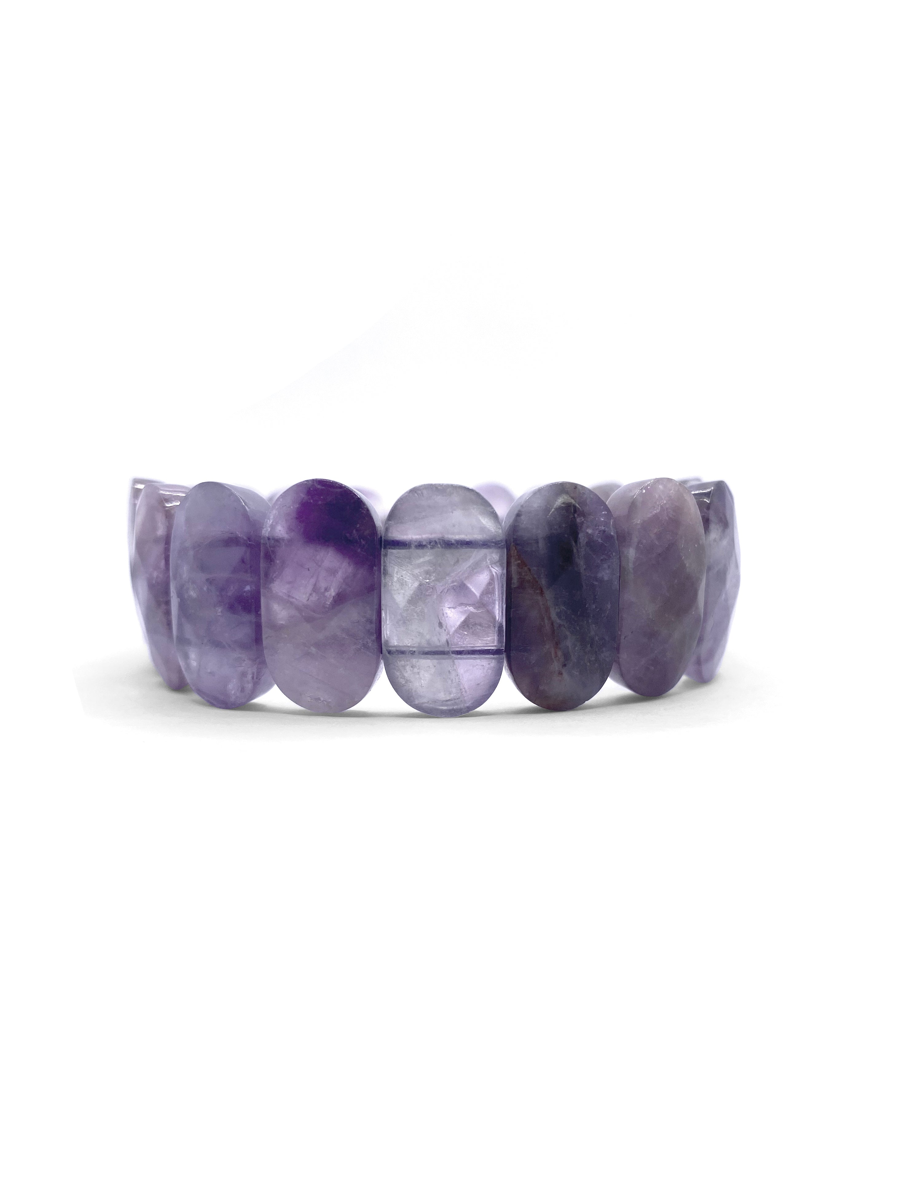 Certified Amethyst Wide Cut Natural Gemstone Bracelet
