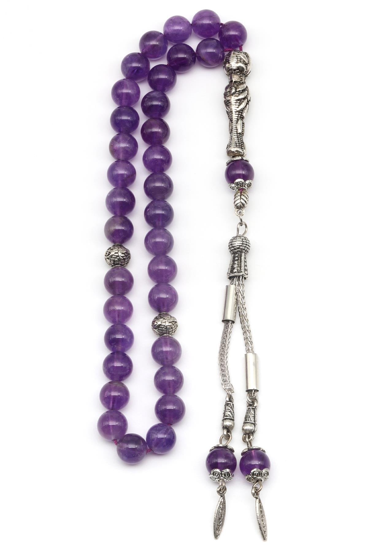Amethyst Natural Gemstone Prayer Beads 8 mm Round Cut