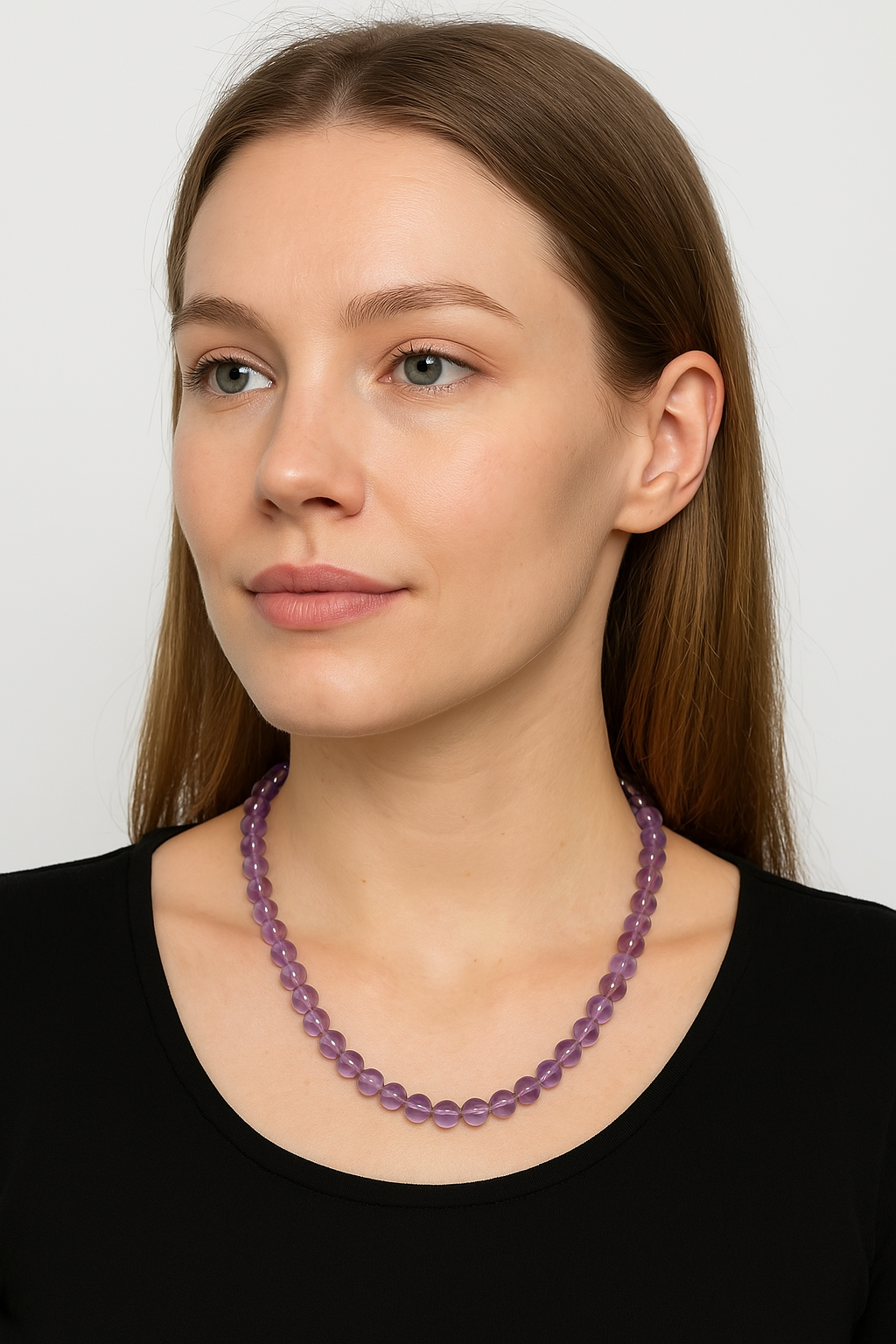 Laboratory Certified Ametrine 8 mm Natural Stone Necklace