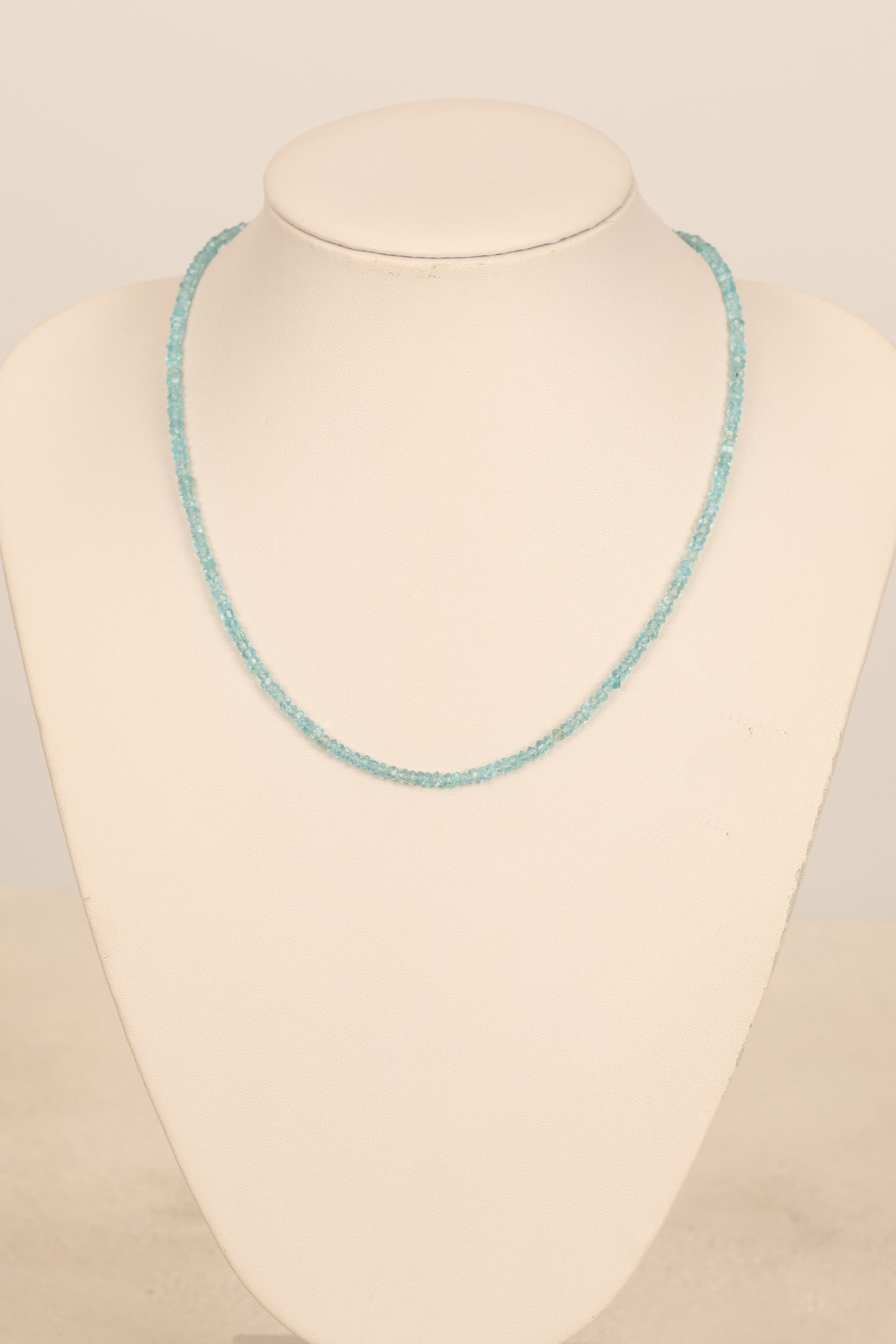 Laboratory Certified Apatite Natural Stone Necklace 3 mm with 925 Sterling Silver Clasp