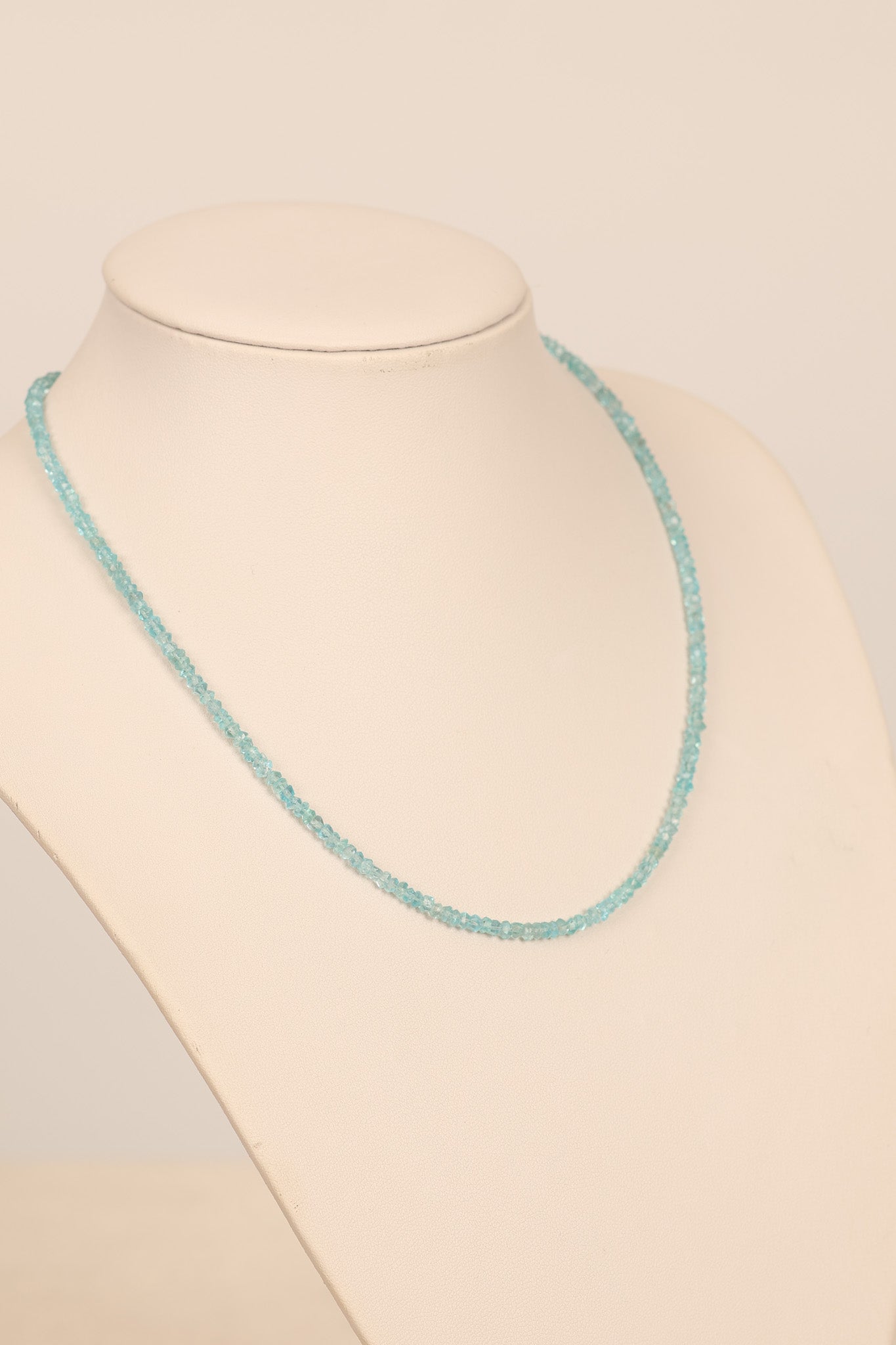 Laboratory Certified Apatite Natural Stone Necklace 3 mm with 925 Sterling Silver Clasp