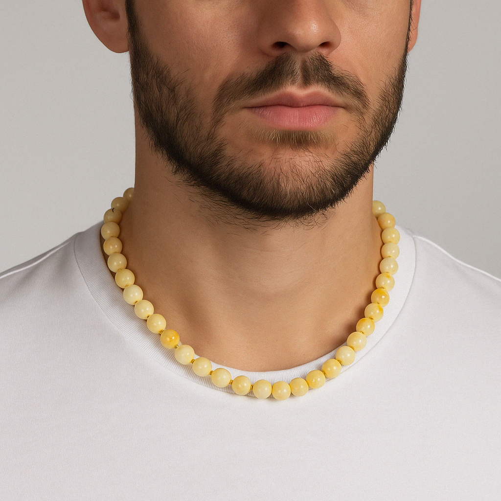 Laboratory Certified Aragonite 8 mm Knotted Natural Stone Necklace