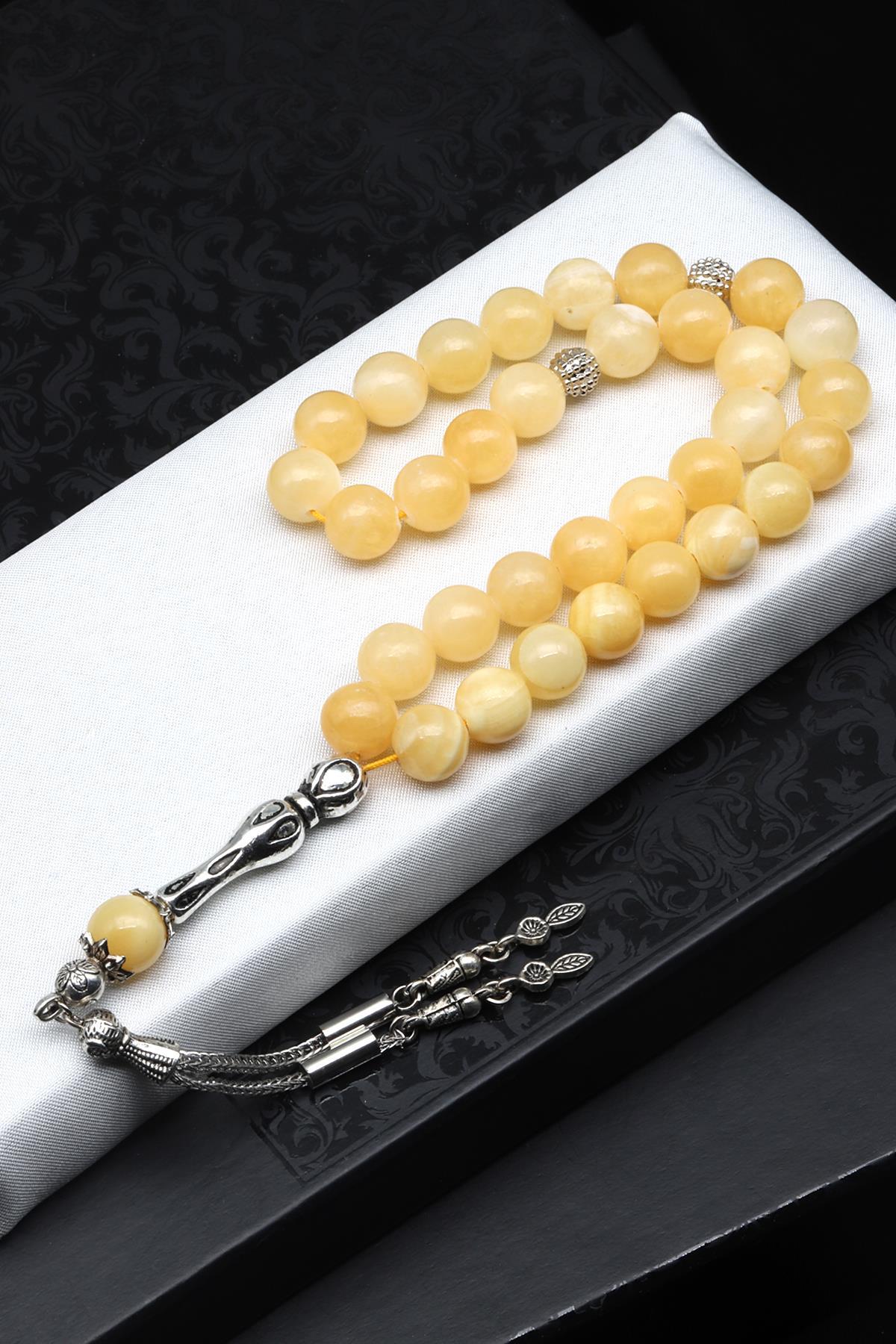 Aragonite Natural Gemstone Prayer Beads 10 mm Round Cut