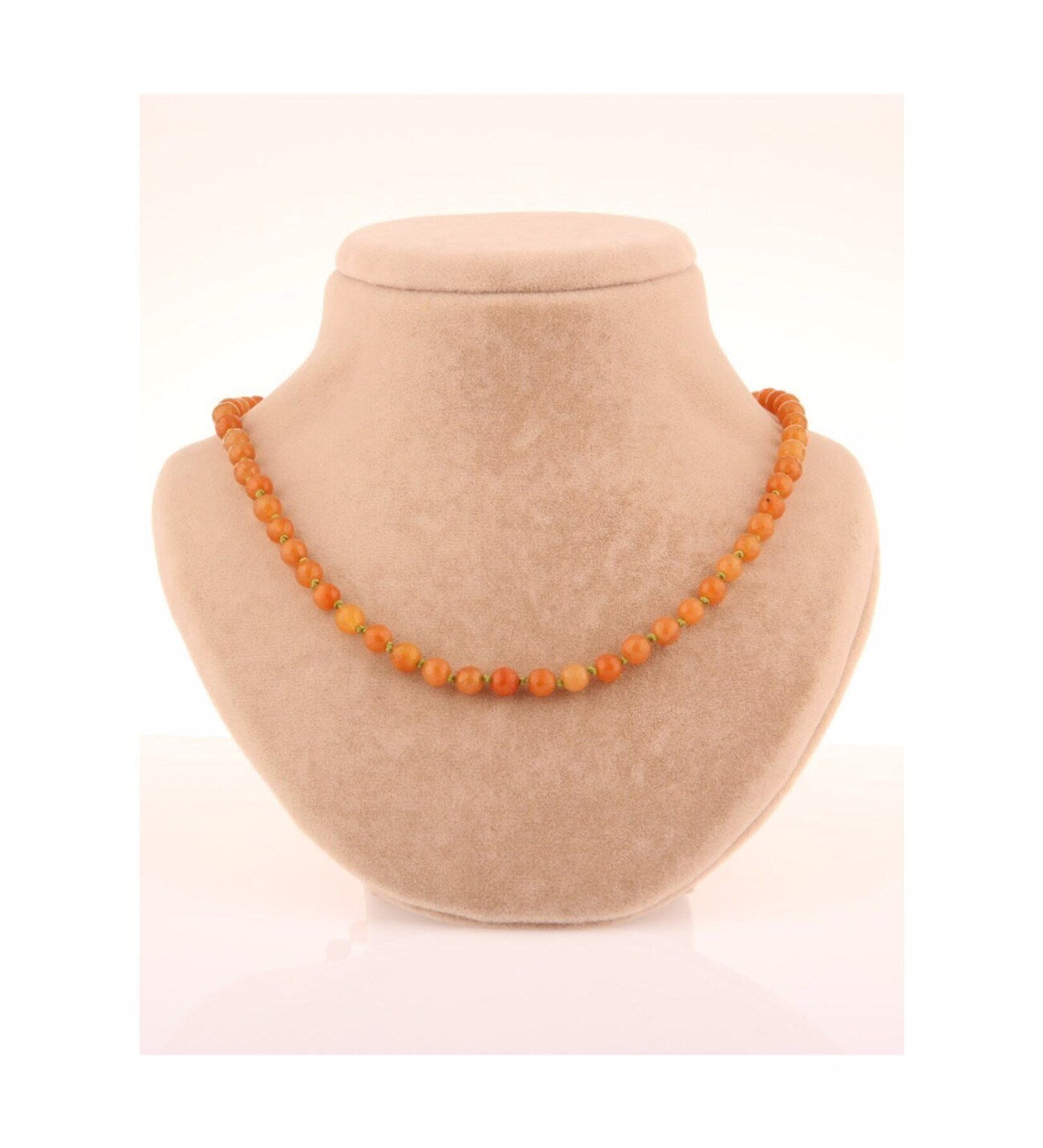 Laboratory Certified Orange Aventurine Natural Stone 6 mm Knotted Necklace