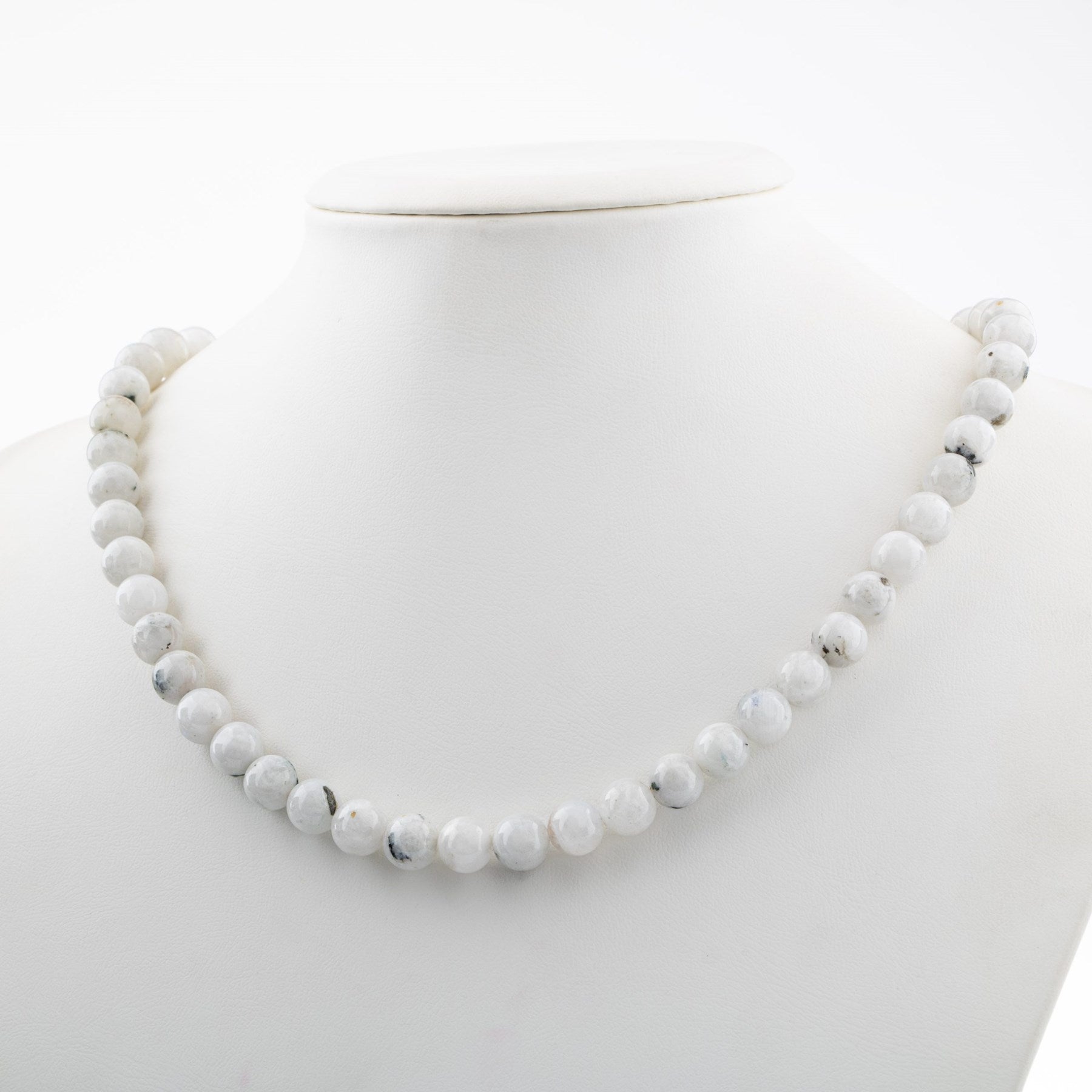Laboratory Certified Moonstone 8 mm Natural Stone Necklace