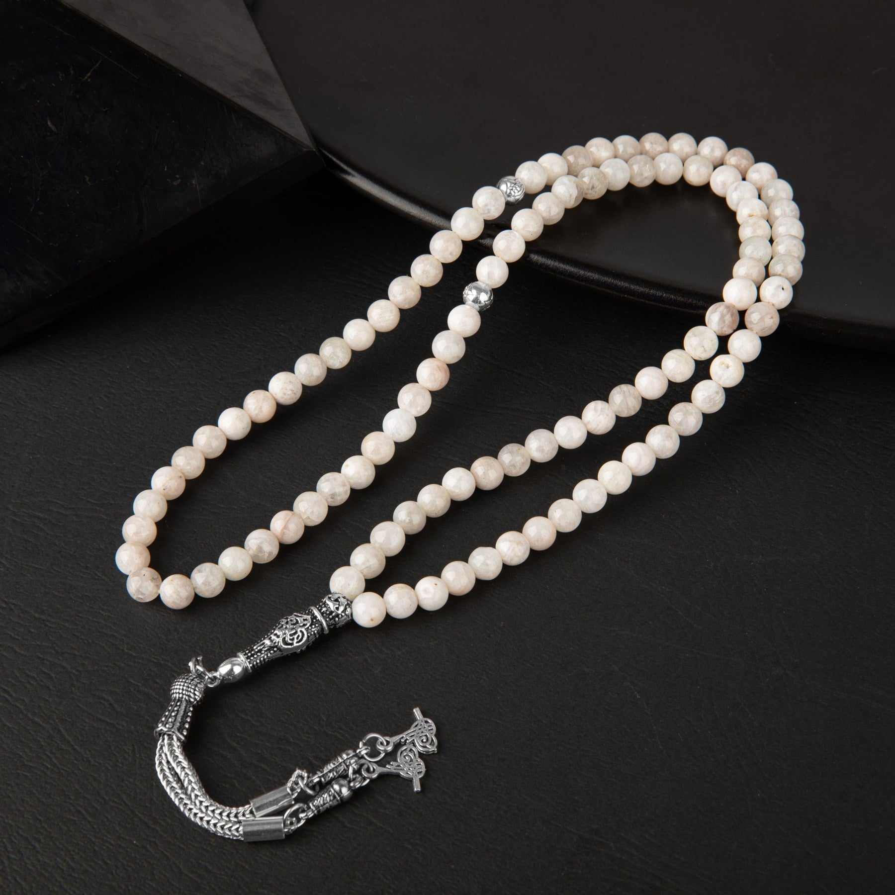 Moonstone Natural Gemstone Prayer Beads 99-Bead – 6mm