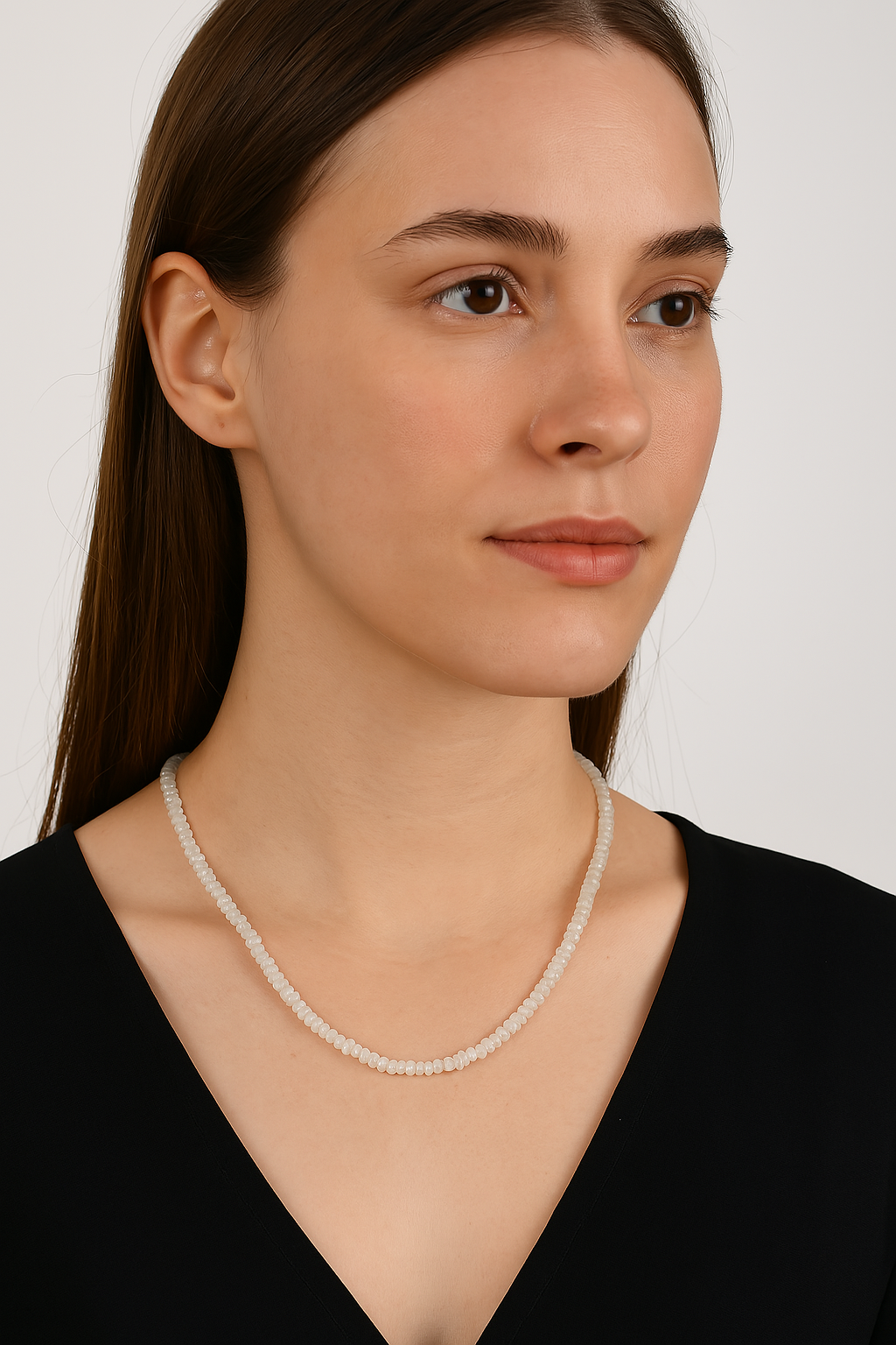 Laboratory Certified Moonstone 4 mm Natural Stone Necklace