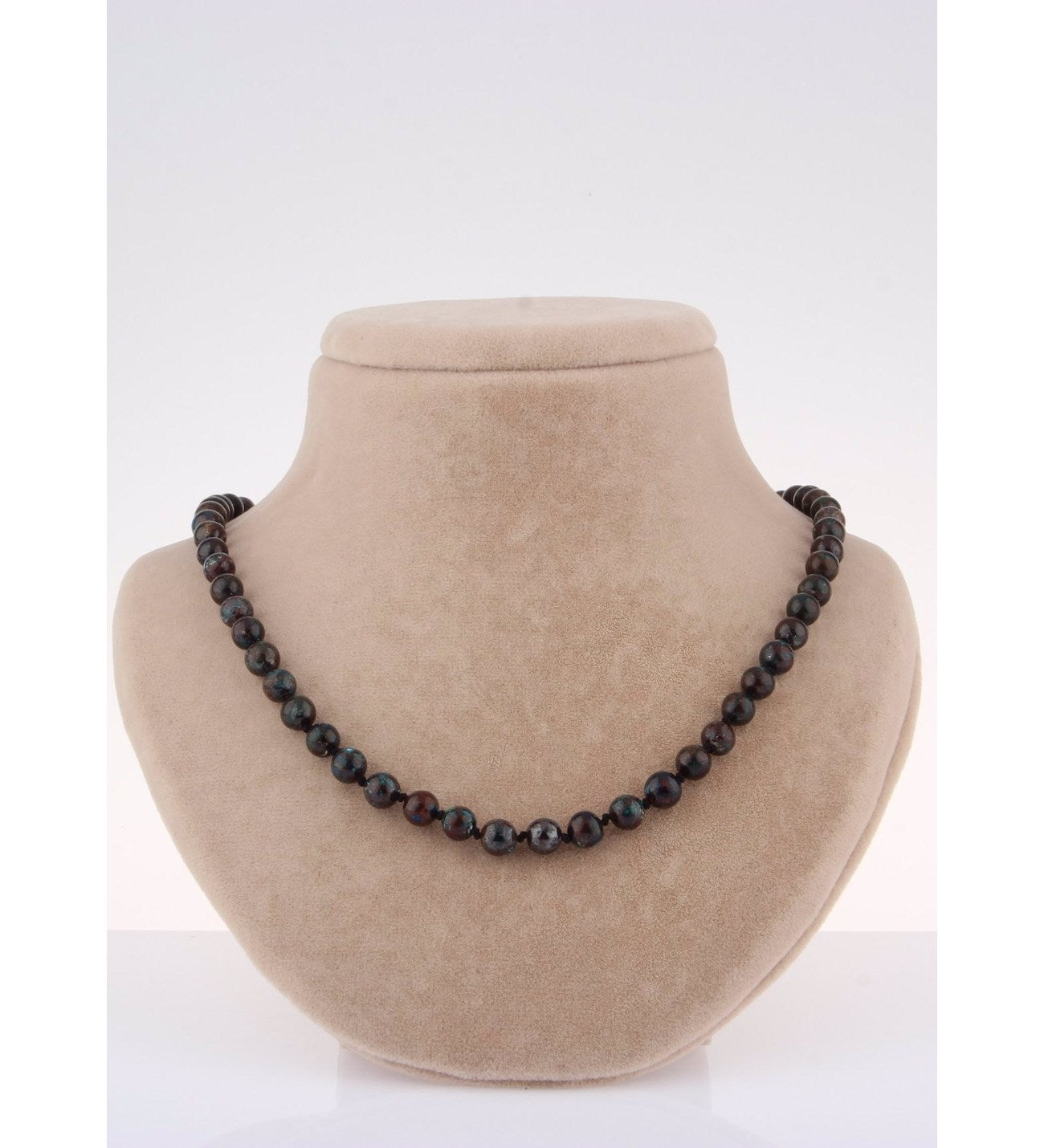 Laboratory Certified Azurite 6 mm Knotted Natural Stone Necklace