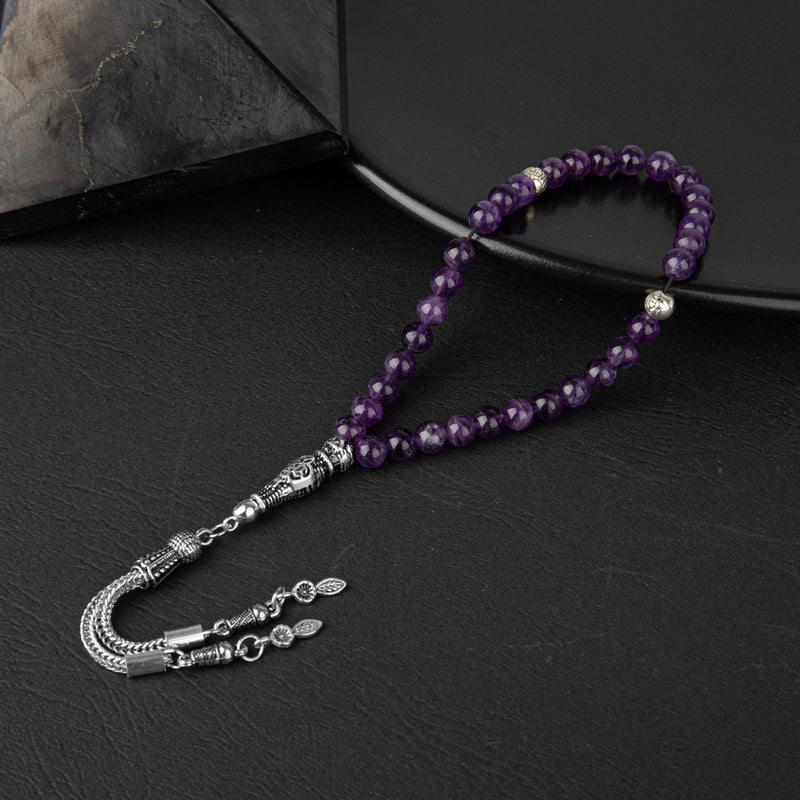 Laboratory Certified Amethyst Natural Gemstone Prayer Beads 33-Bead – 6mm