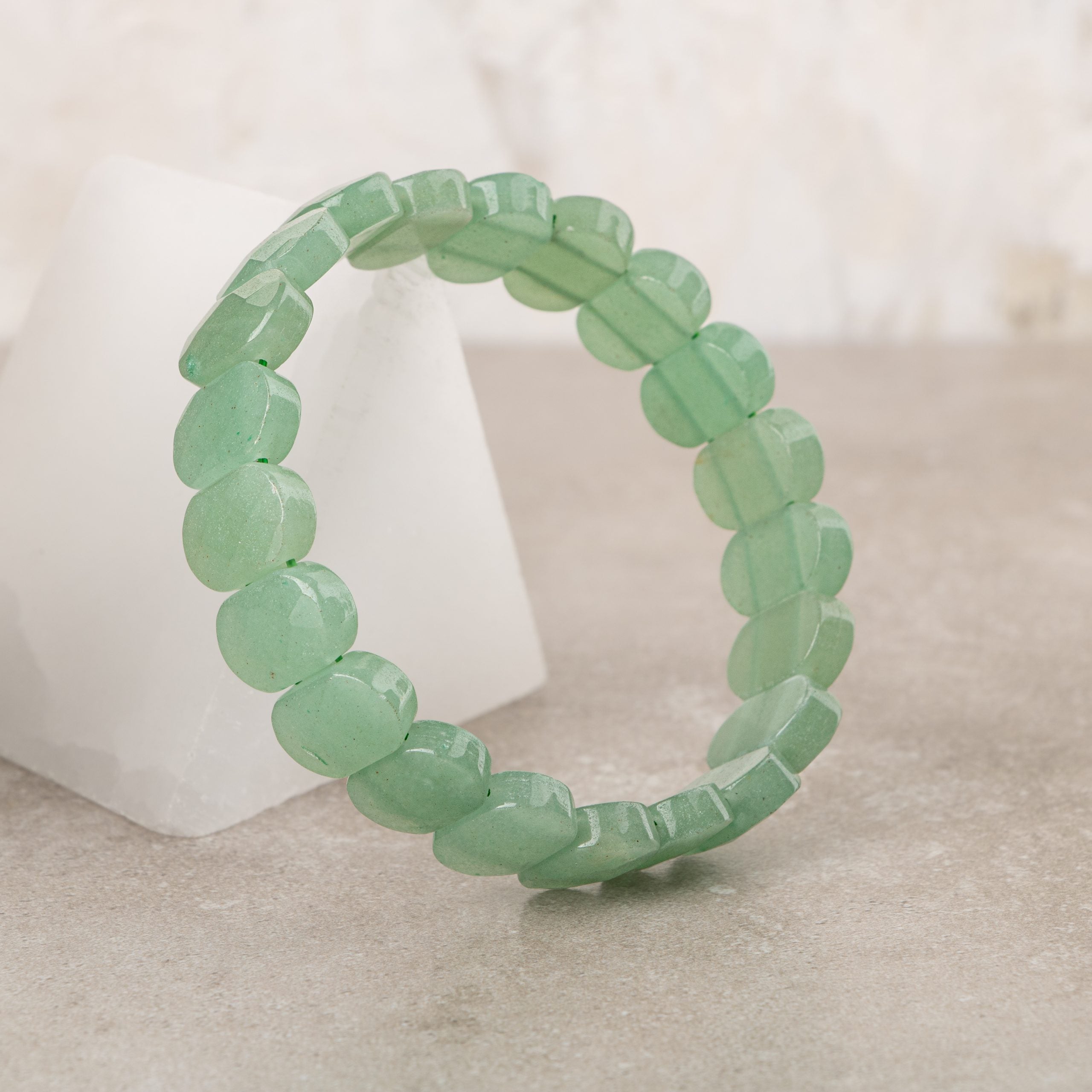 Certified Green Aventurine Wide Cut Natural Gemstone Bracelet
