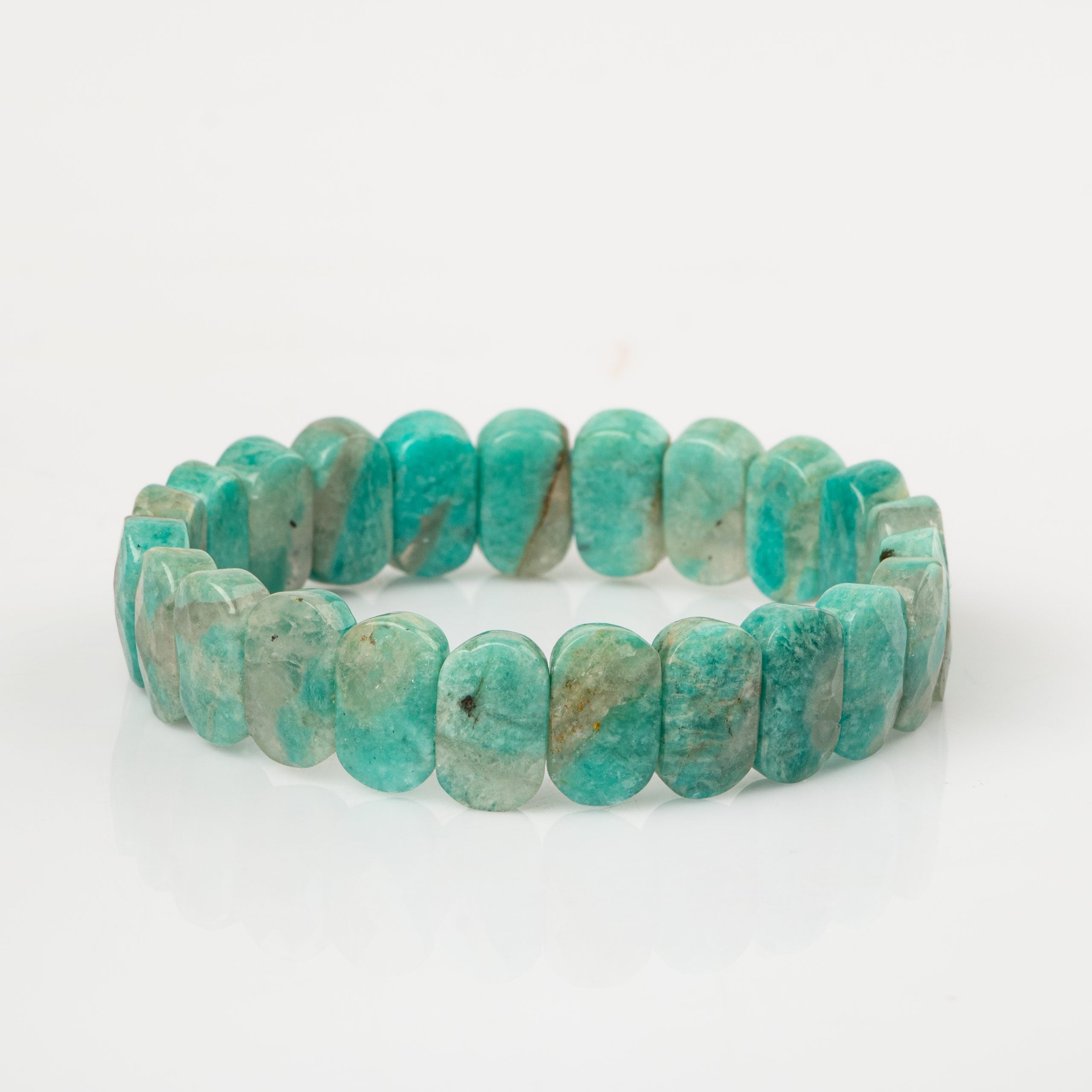 Certified Amazonite Wide Cut Natural Gemstone Bracelet