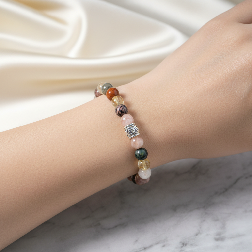 Laboratory Certified Leo Zodiac Natural Stone Bracelet – Bronzite, Sunstone, Bloodstone, Labradorite, Rhodonite & Citrine