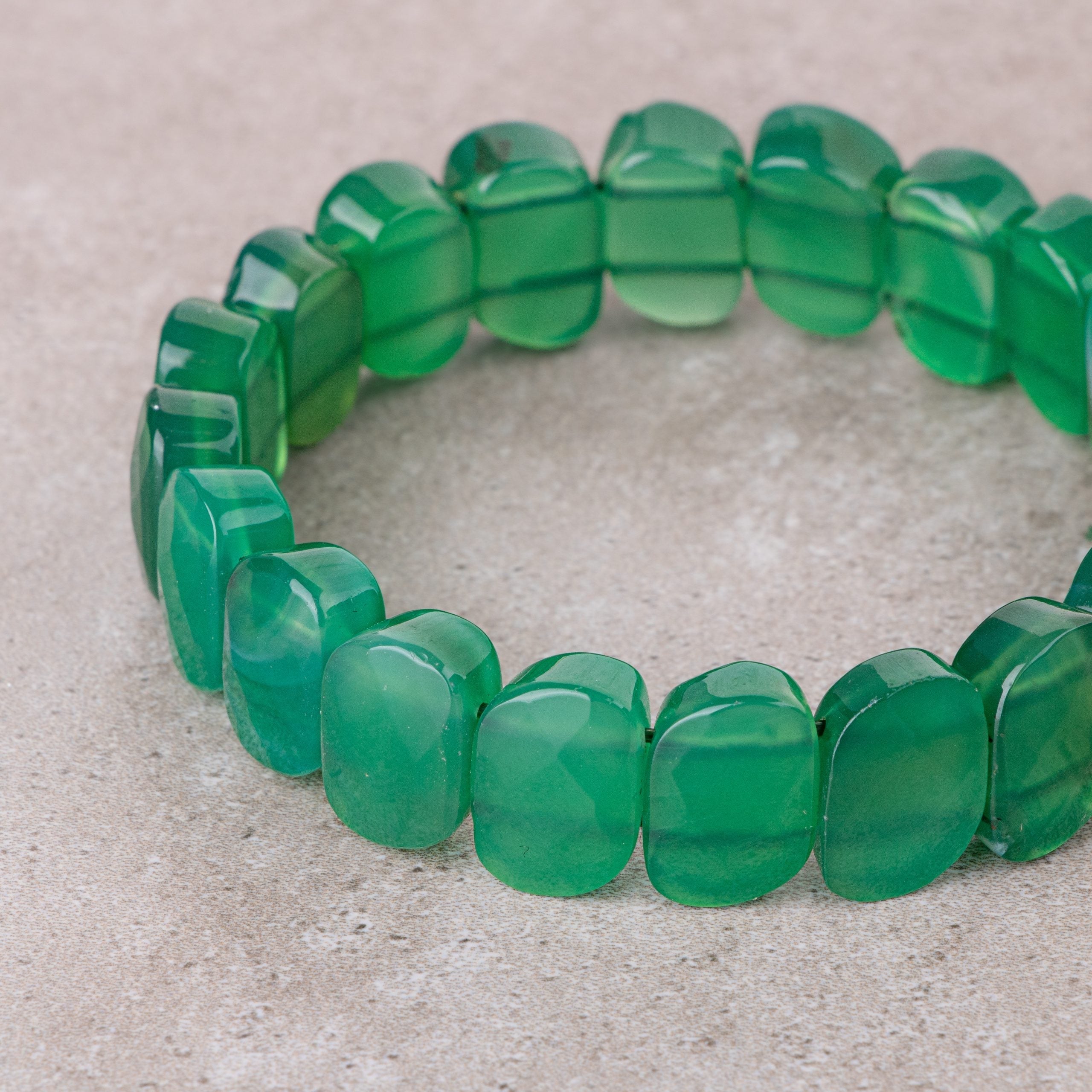 Certified Green Agate Wide Cut Special Cut Natural Gemstone Bracelet