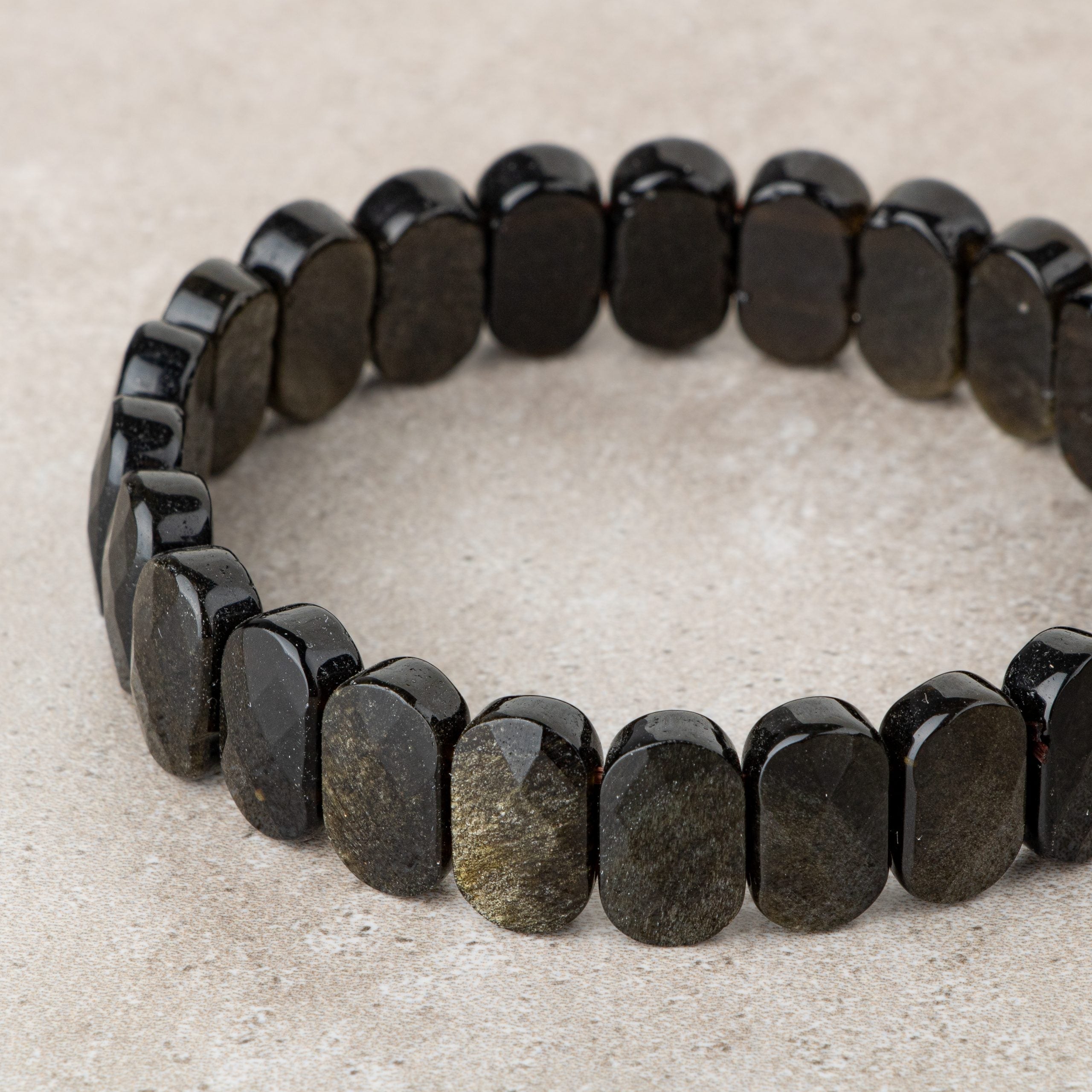 Certified Rainbow Obsidian Wide Cut Natural Gemstone Bracelet