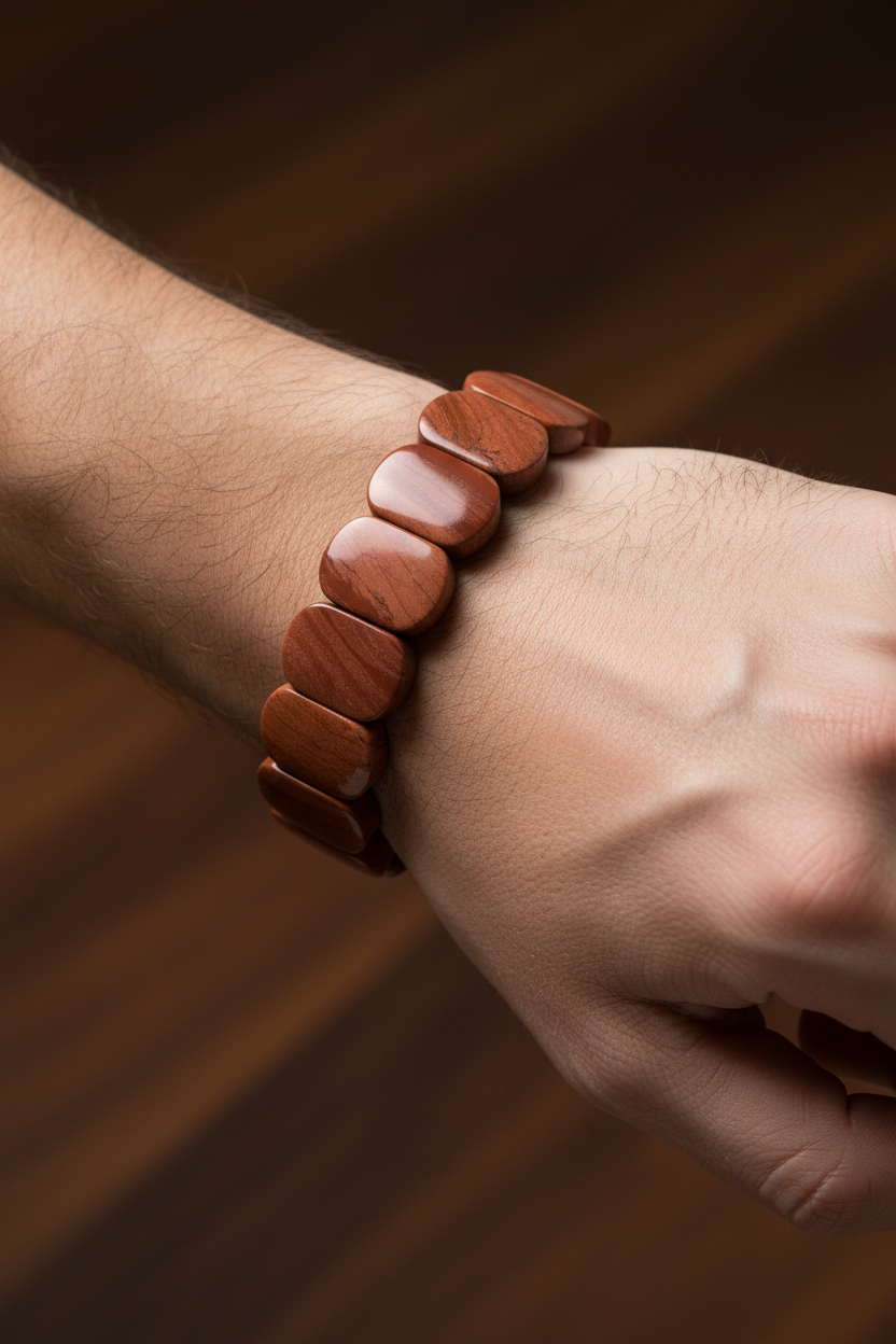 Jasper Wide Cut Special Cut Natural Gemstone Bracelet (9 x 14 mm)