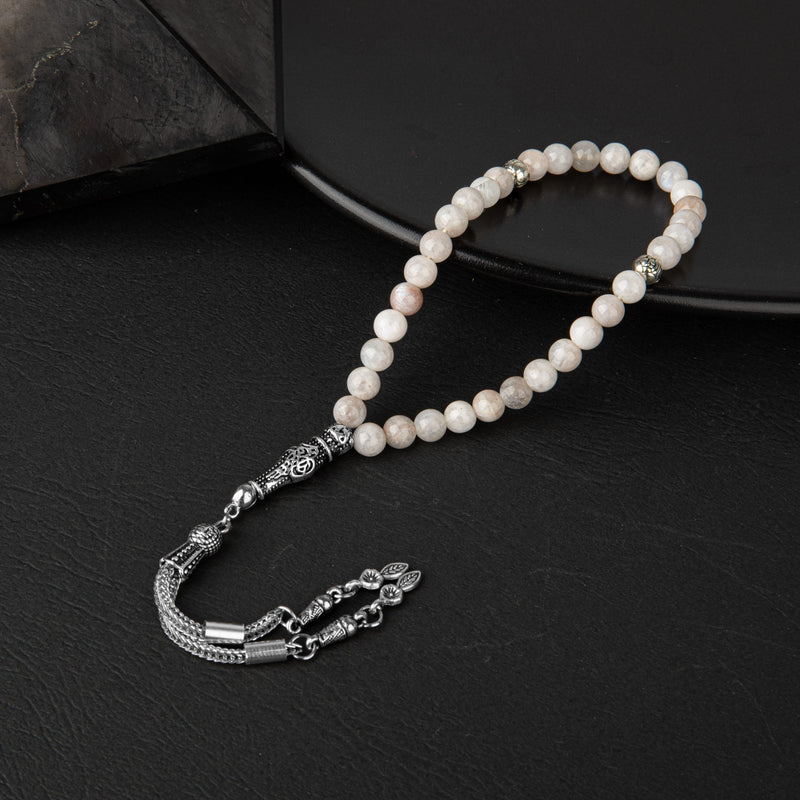 Laboratory Certified Moonstone Natural Gemstone Prayer Beads 33-Bead – 6mm