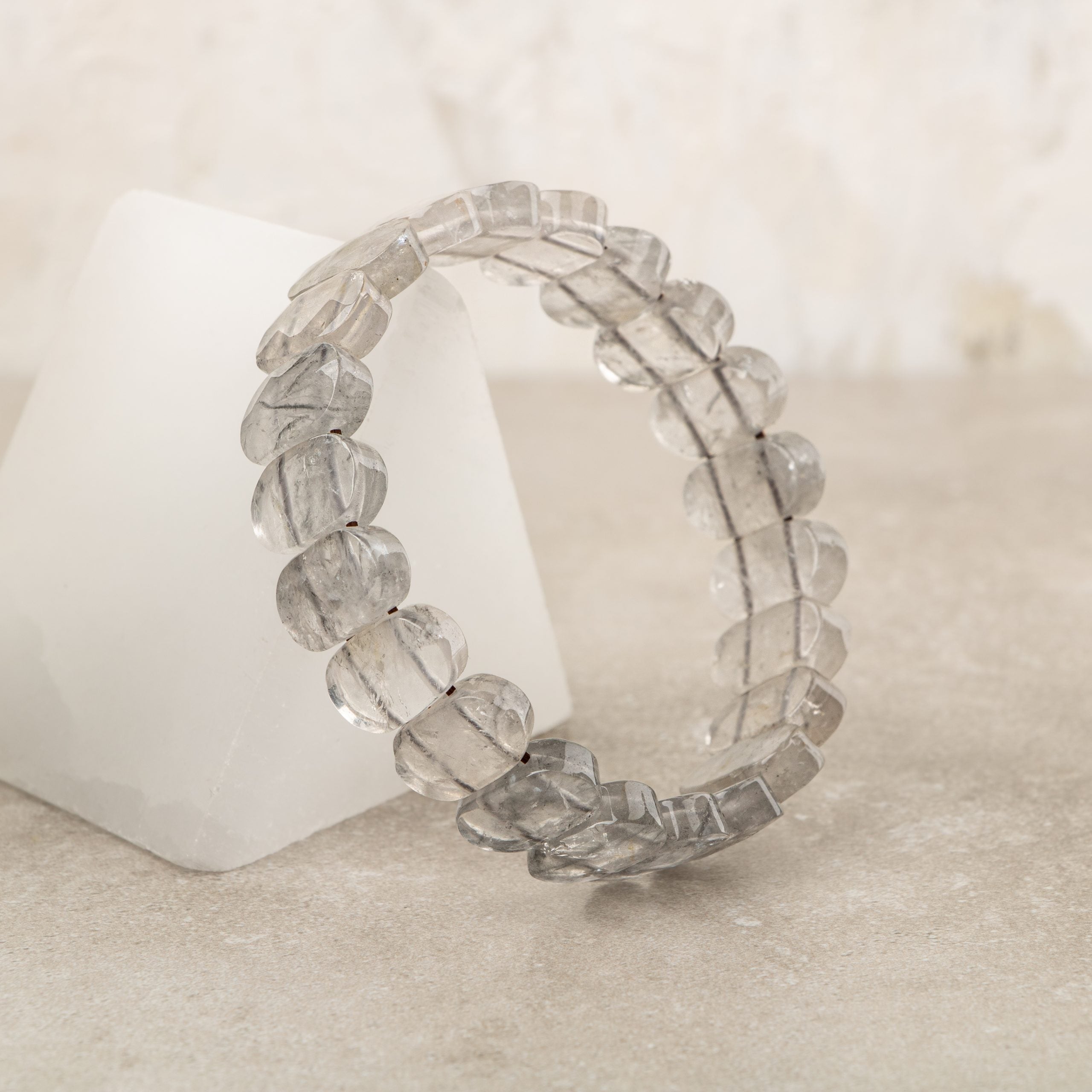 Certified Milky Quartz Wide Cut Natural Gemstone Bracelet