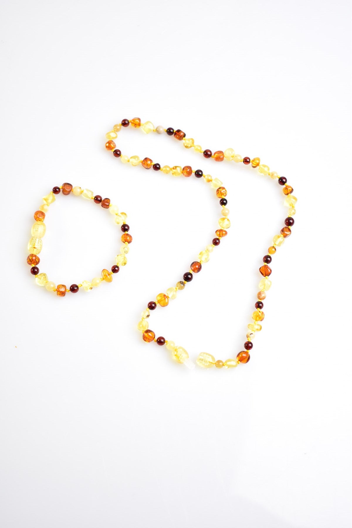 Laboratory Certified Natural Amber Baby Necklace & Bracelet Set
