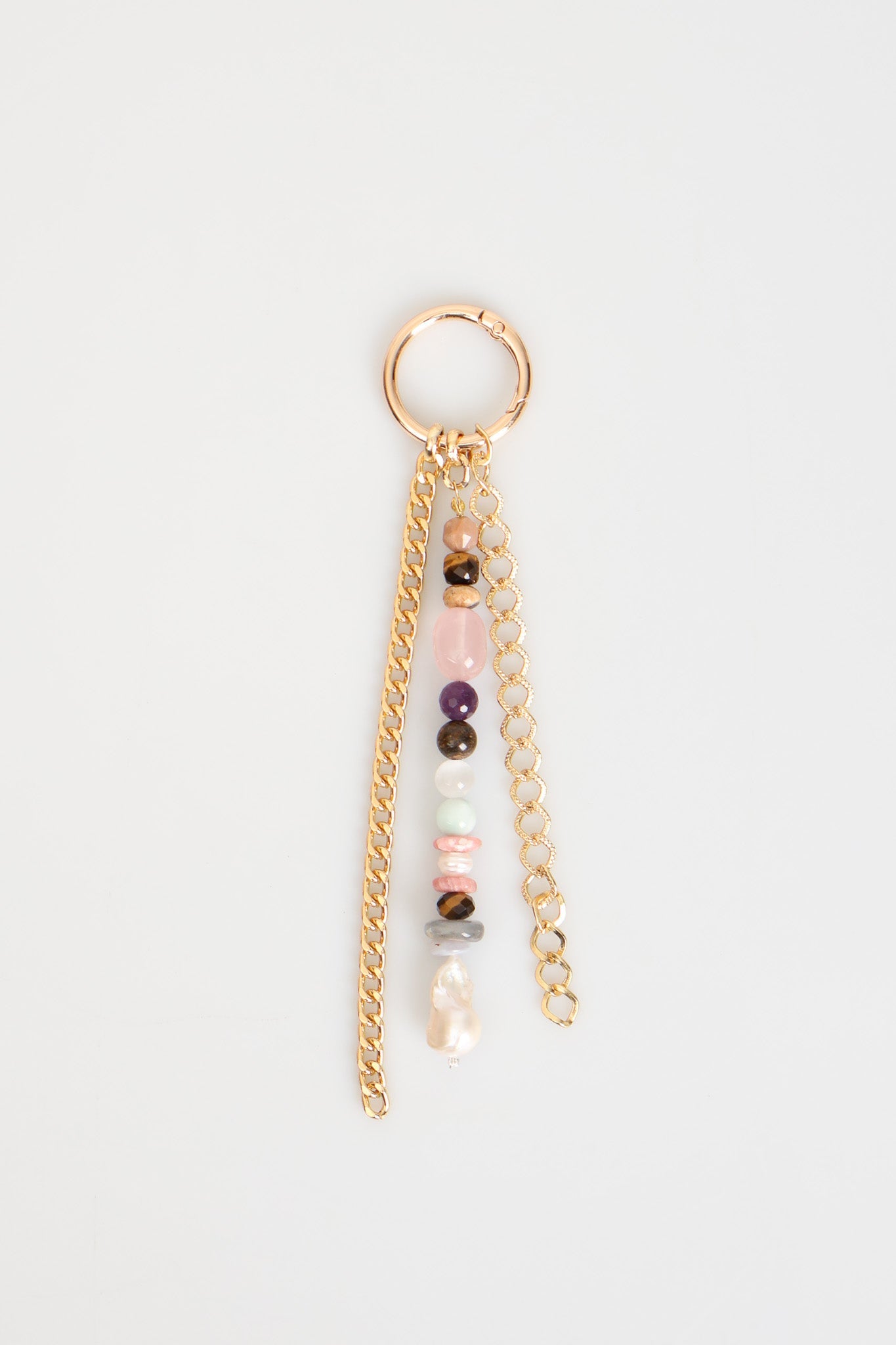 Laboratory Certified Natural Stone Bag Charm – Pearl, Amethyst, Rhodochrosite, Bronzite, Sunstone, Selenite & Labradorite