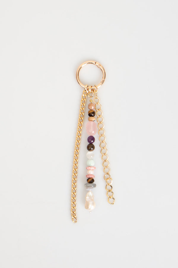 Laboratory Certified Natural Stone Bag Charm – Pearl, Amethyst, Rhodochrosite, Bronzite, Sunstone, Selenite & Labradorite