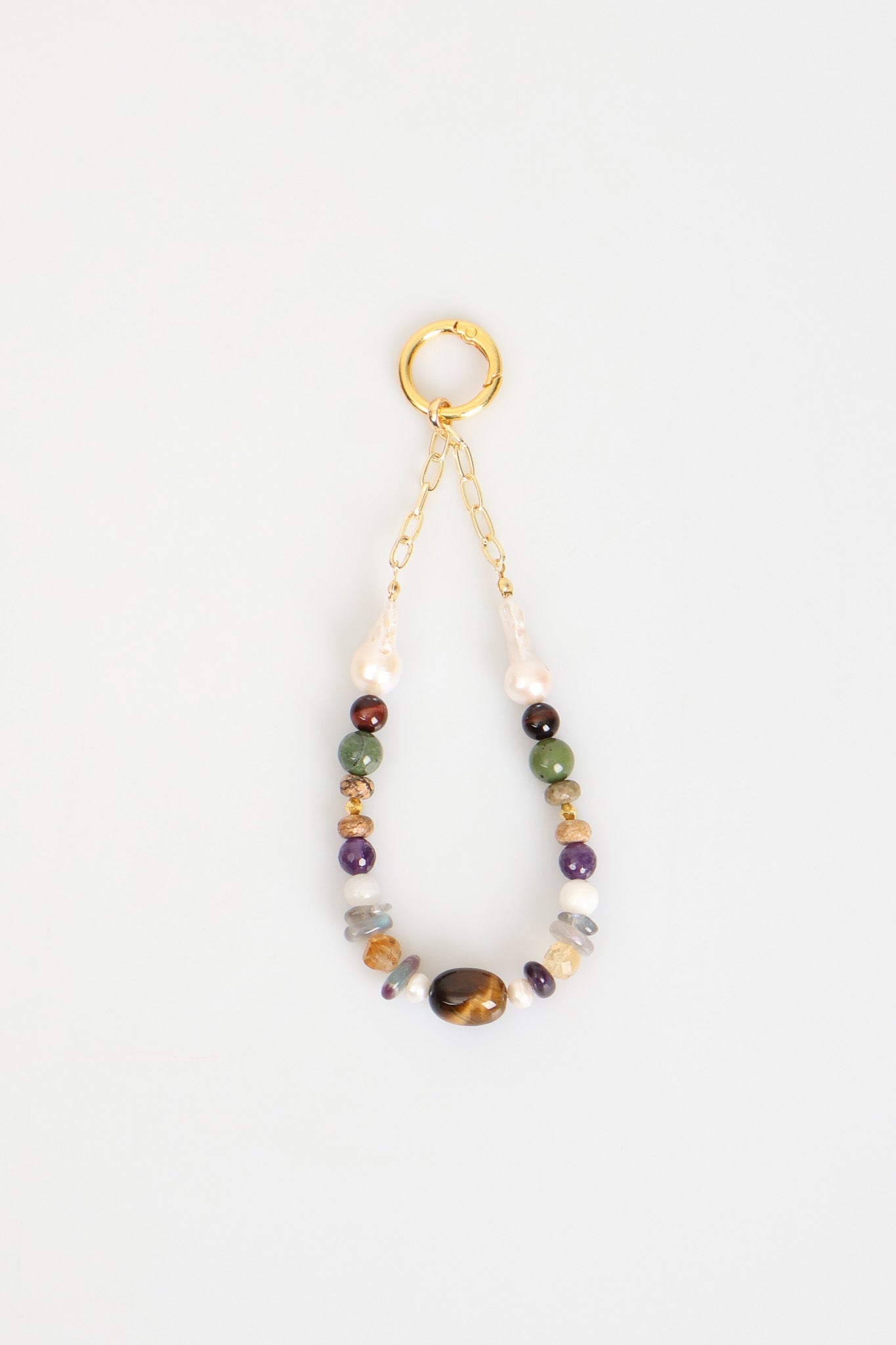 Laboratory Certified Natural Stone Bag Charm – Pearl, Jade, Tiger’s Eye, Citrine, Amethyst, Jasper & Labradorite