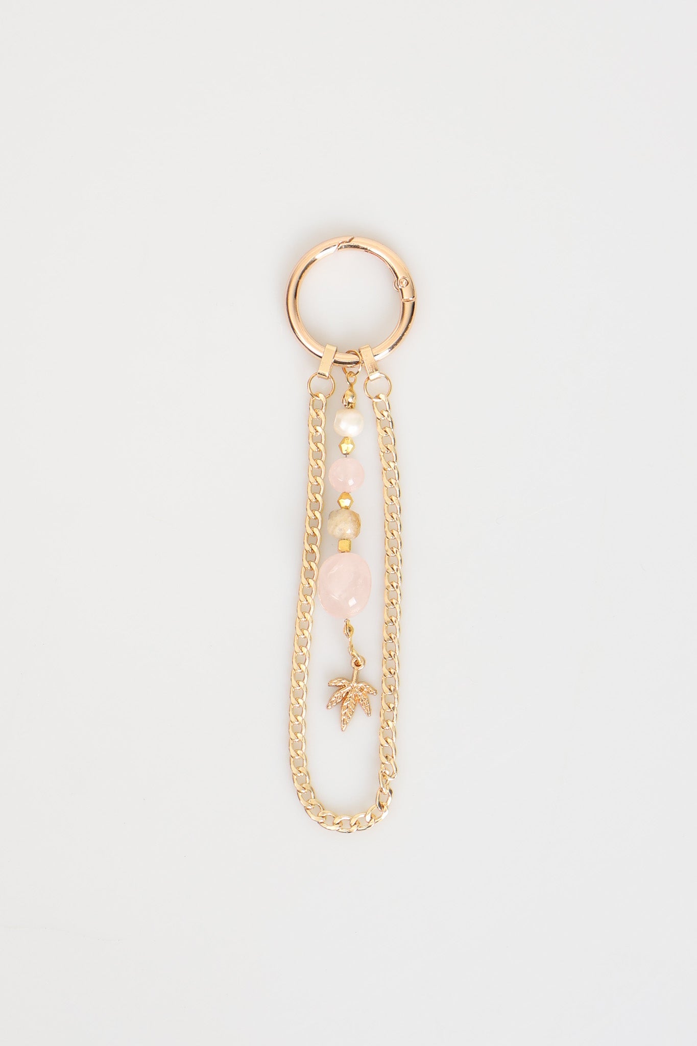 Laboratory Certified Natural Stone Bag Charm – Rose Quartz, Pearl & Citrine