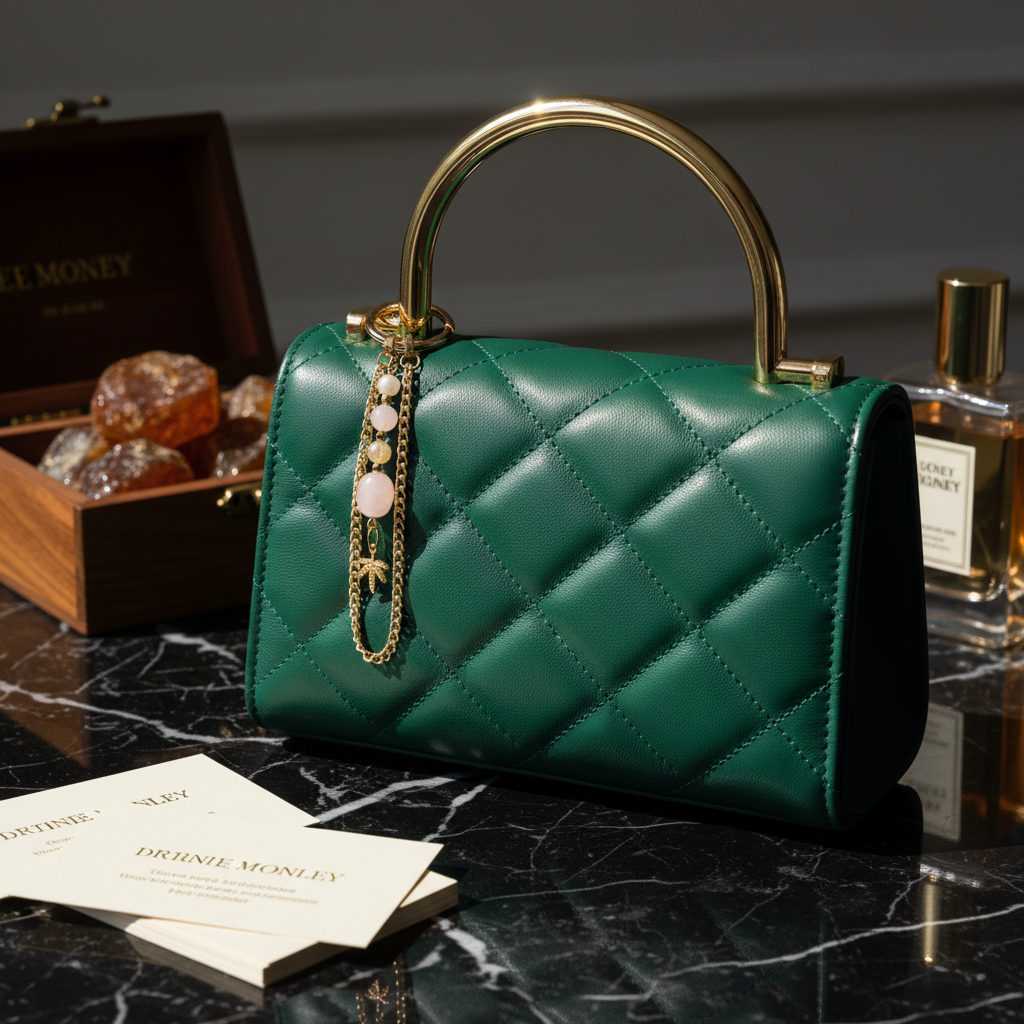 Laboratory Certified Natural Stone Bag Charm – Rose Quartz, Pearl & Citrine