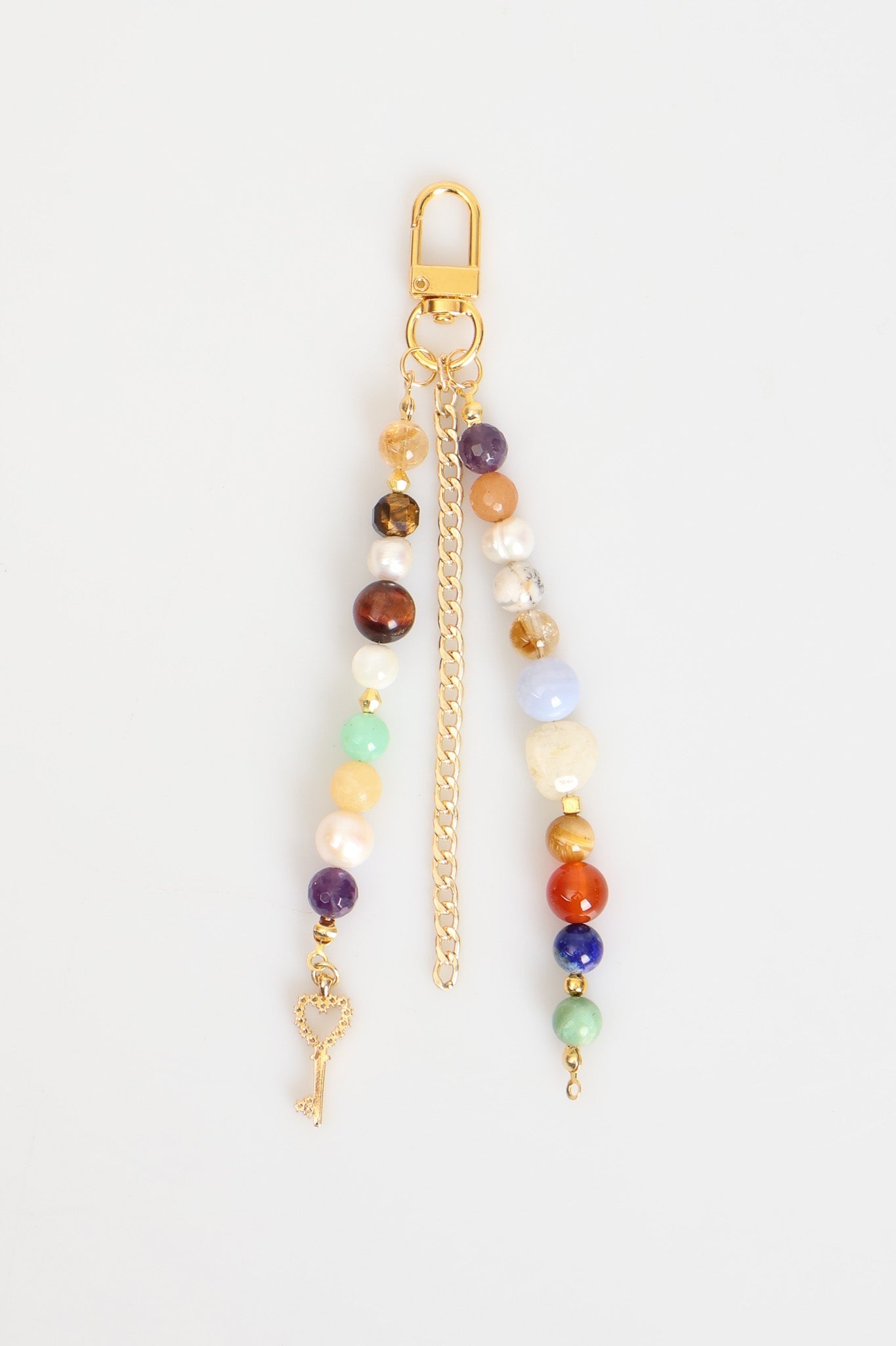 Laboratory Certified Natural Stone Bag Charm – Citrine, Tiger’s Eye, Pearl, Amethyst, Chalcedony, Howlite & Lapis Lazuli