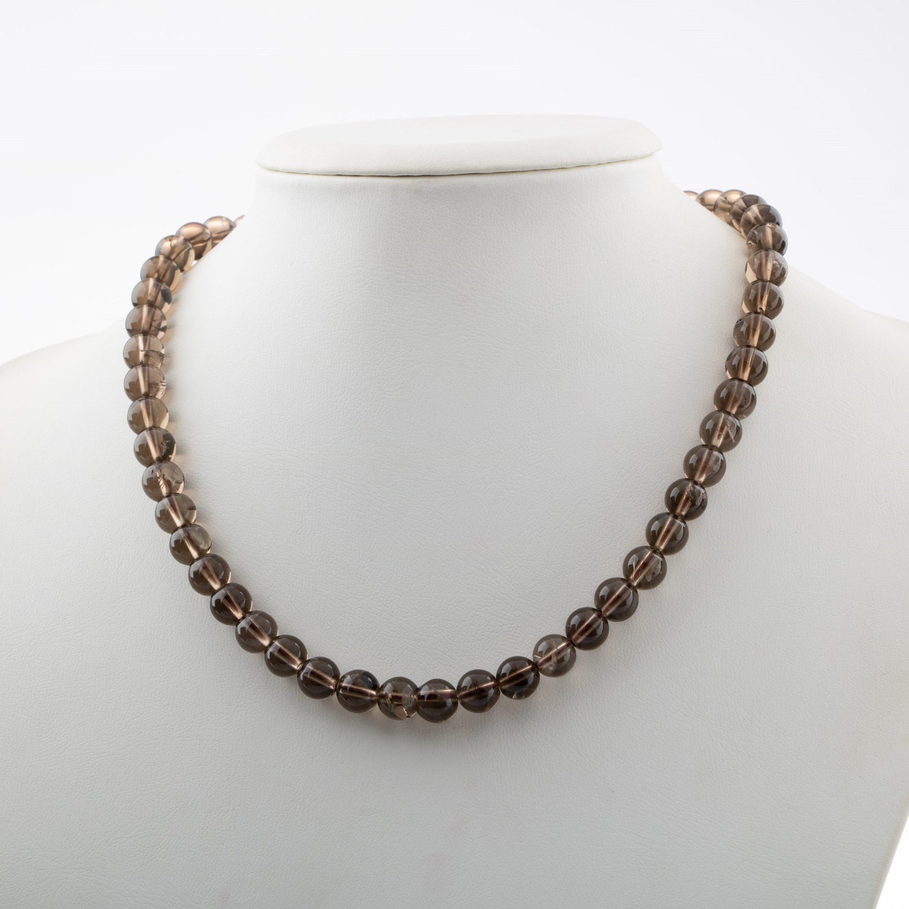 Laboratory Certified Smoky Quartz 8 mm Natural Stone Necklace
