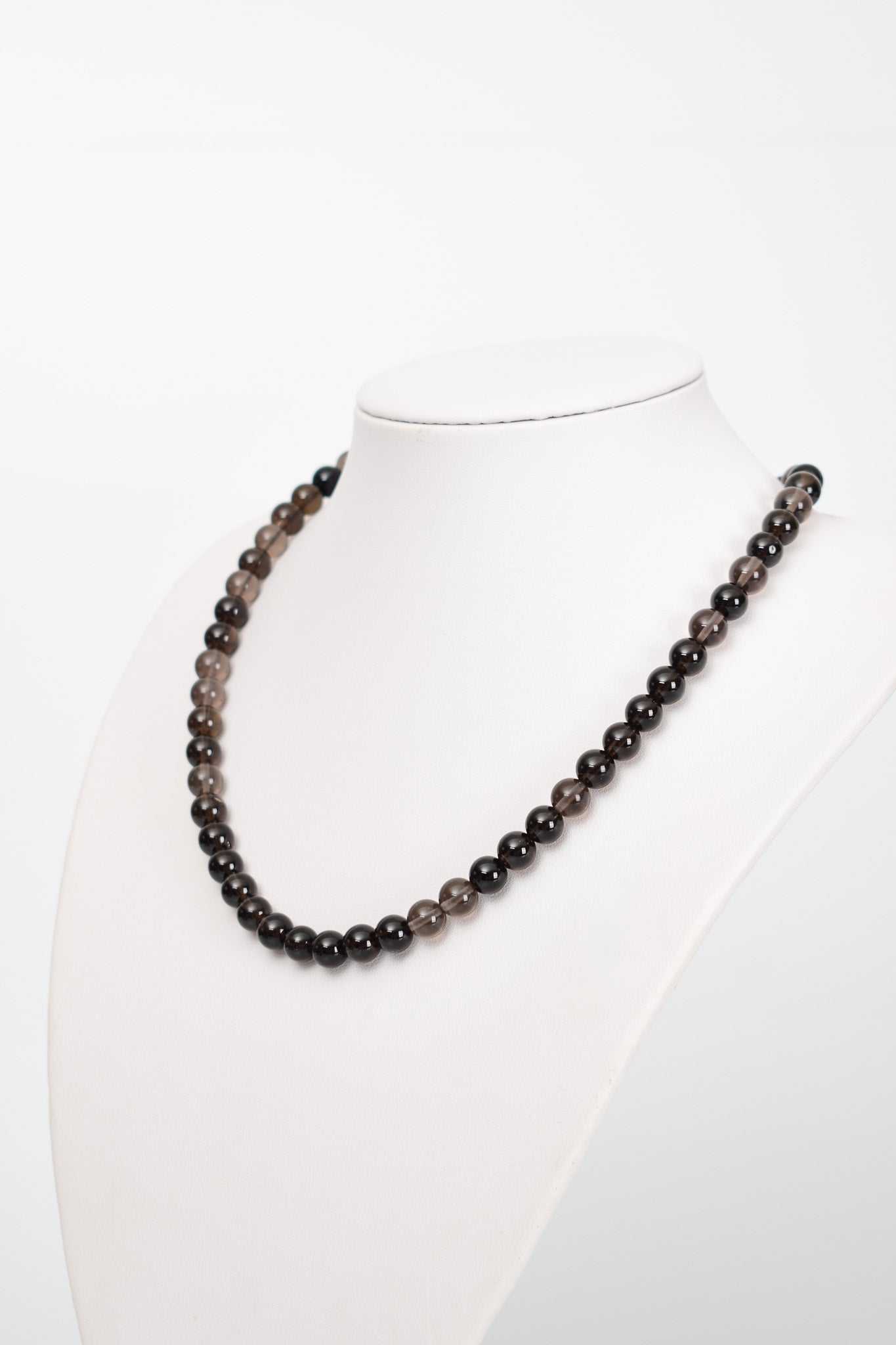 Laboratory Certified Smoky Quartz 8 mm Natural Stone Necklace