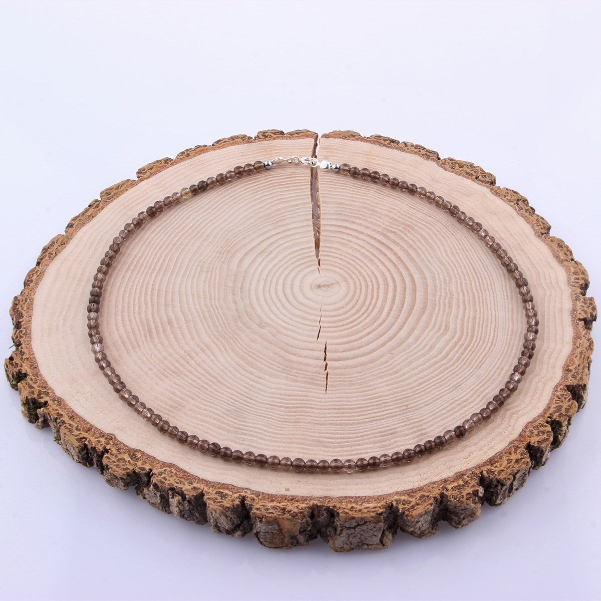 Zevrina Handcrafted Laboratory Certified Smoky Quartz Natural Stone Necklace