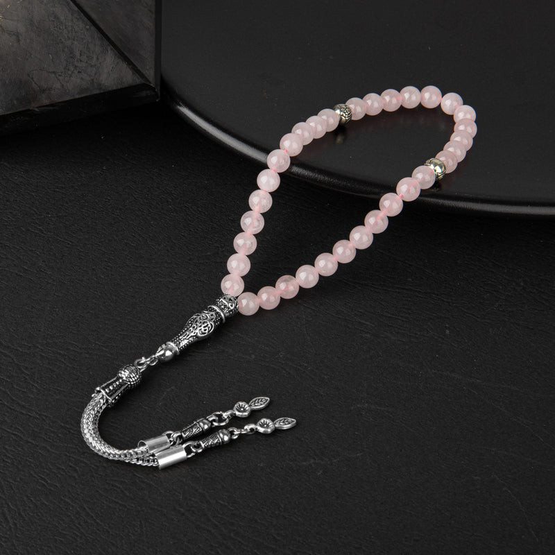 Laboratory Certified Rose Quartz (Rose Quartz) Natural Gemstone Prayer Beads 33-Bead – 6mm