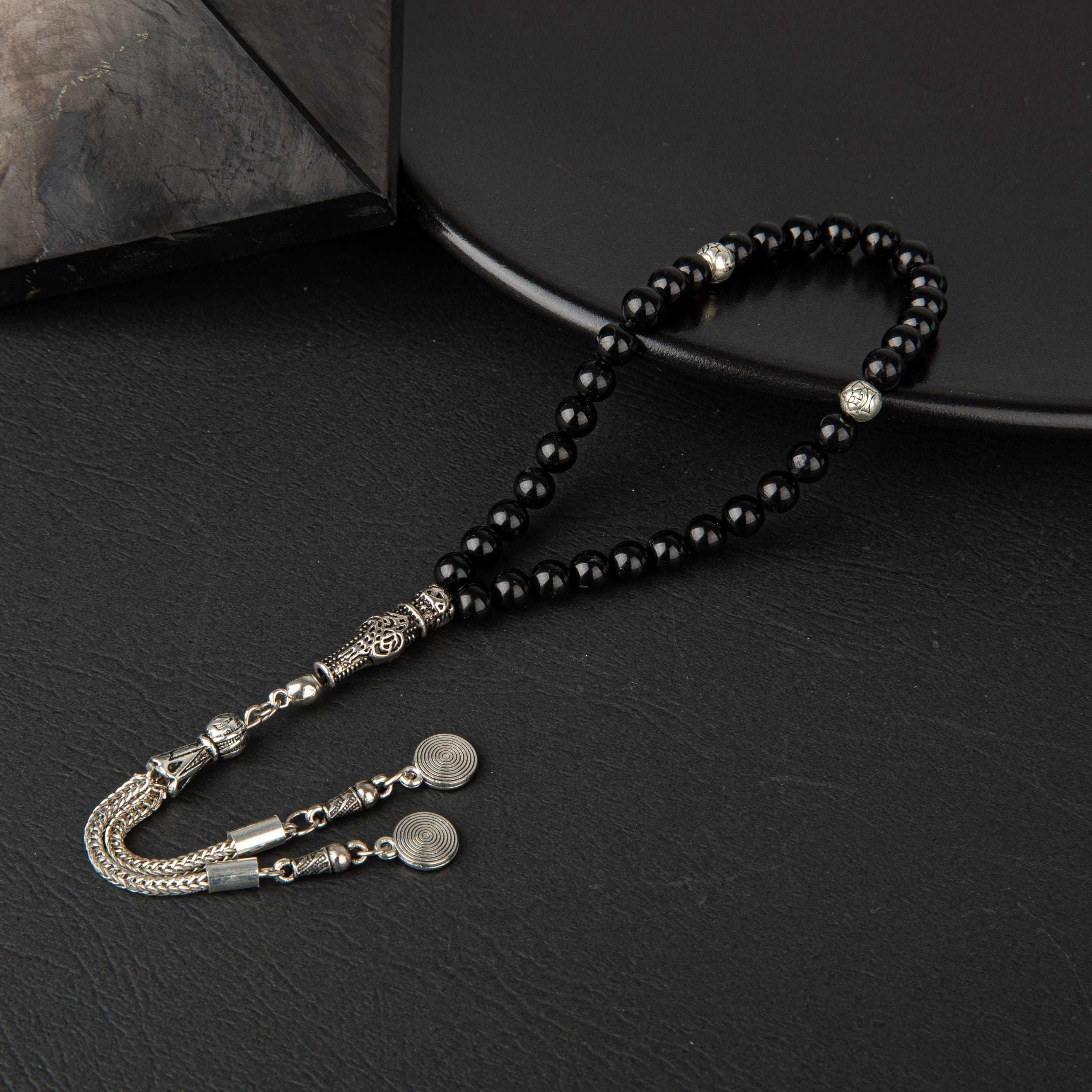 Black Tourmaline Natural Gemstone Prayer Beads 33-Bead – 6mm Handcrafted