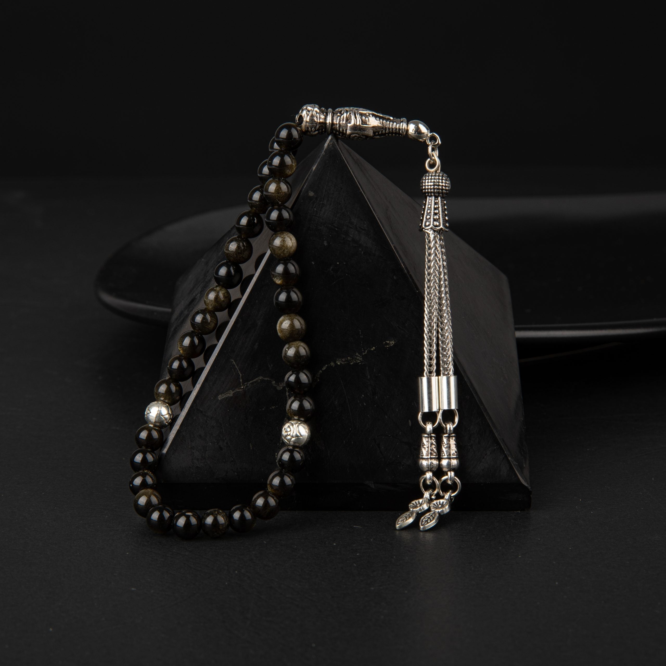 Golden Obsidian Natural Gemstone Prayer Beads 33-Bead – 6mm Handcrafted