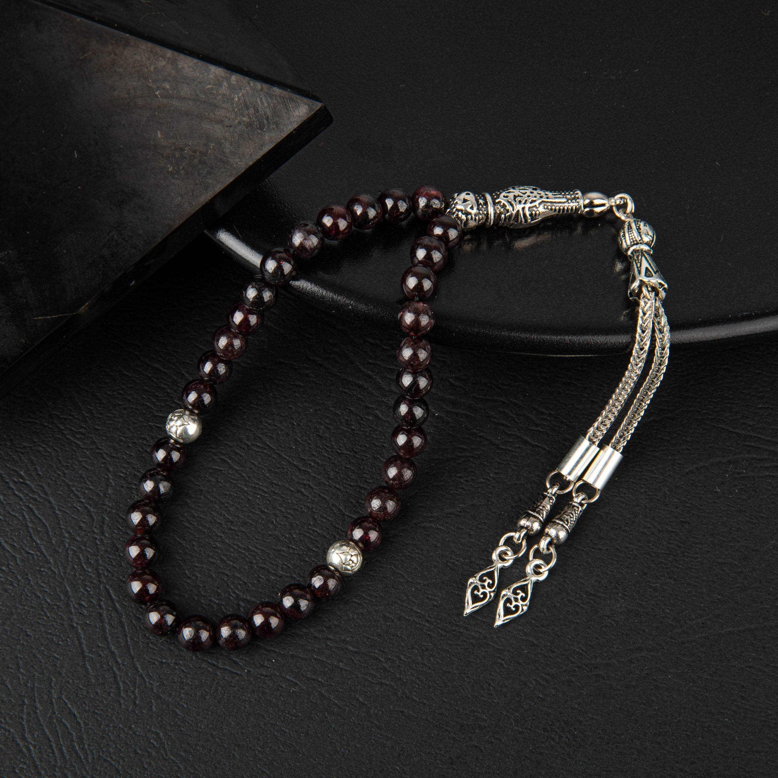 Burgundy Garnet (Garnet) Natural Gemstone Prayer Beads 33-Bead – 6mm Handcrafted