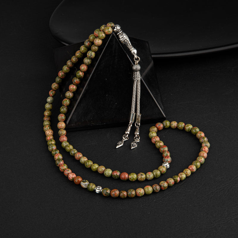 Laboratory Certified Unakite Natural Gemstone Prayer Beads 99-Bead – 6mm