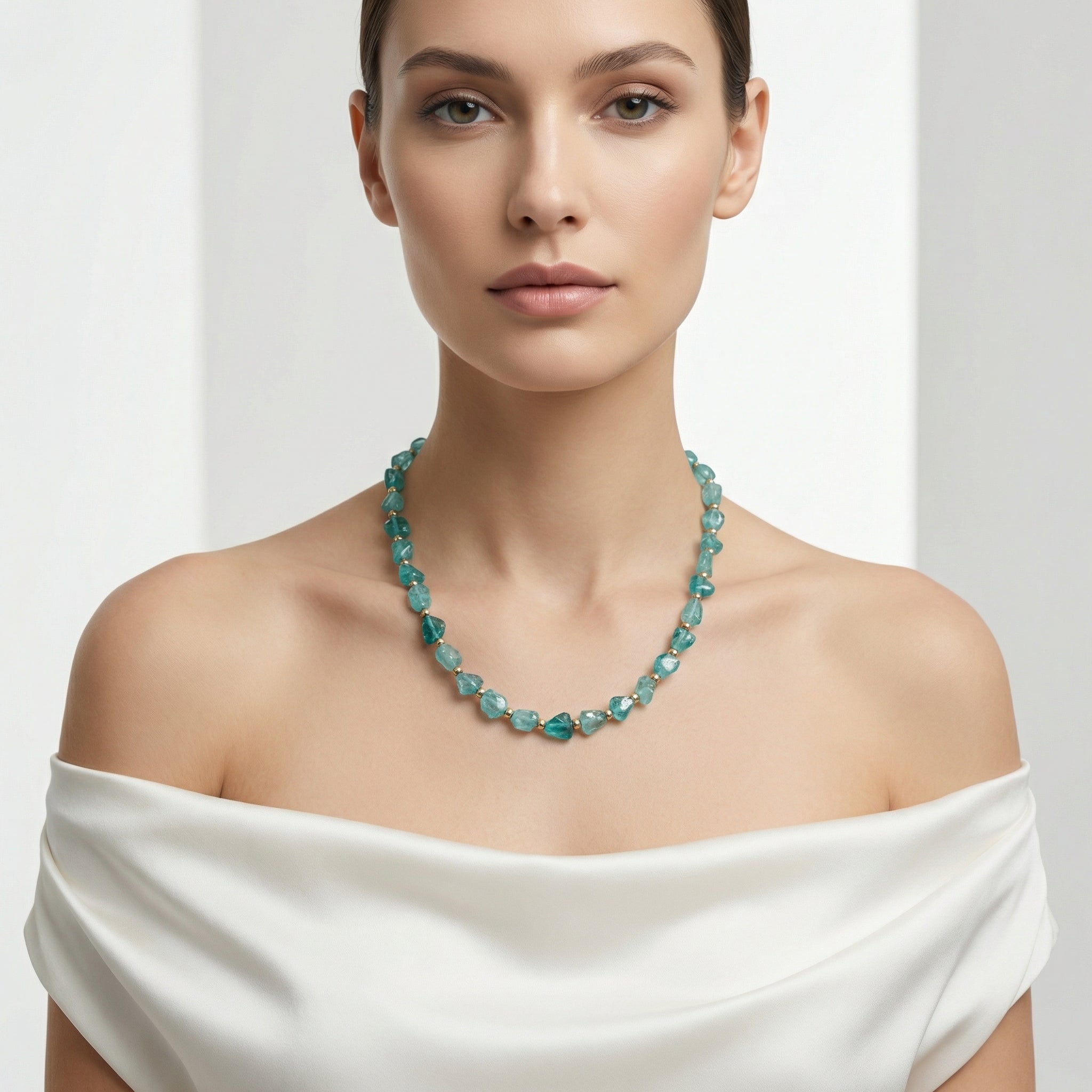 Laboratory Certified Hematite & Apatite Natural Stone Necklace