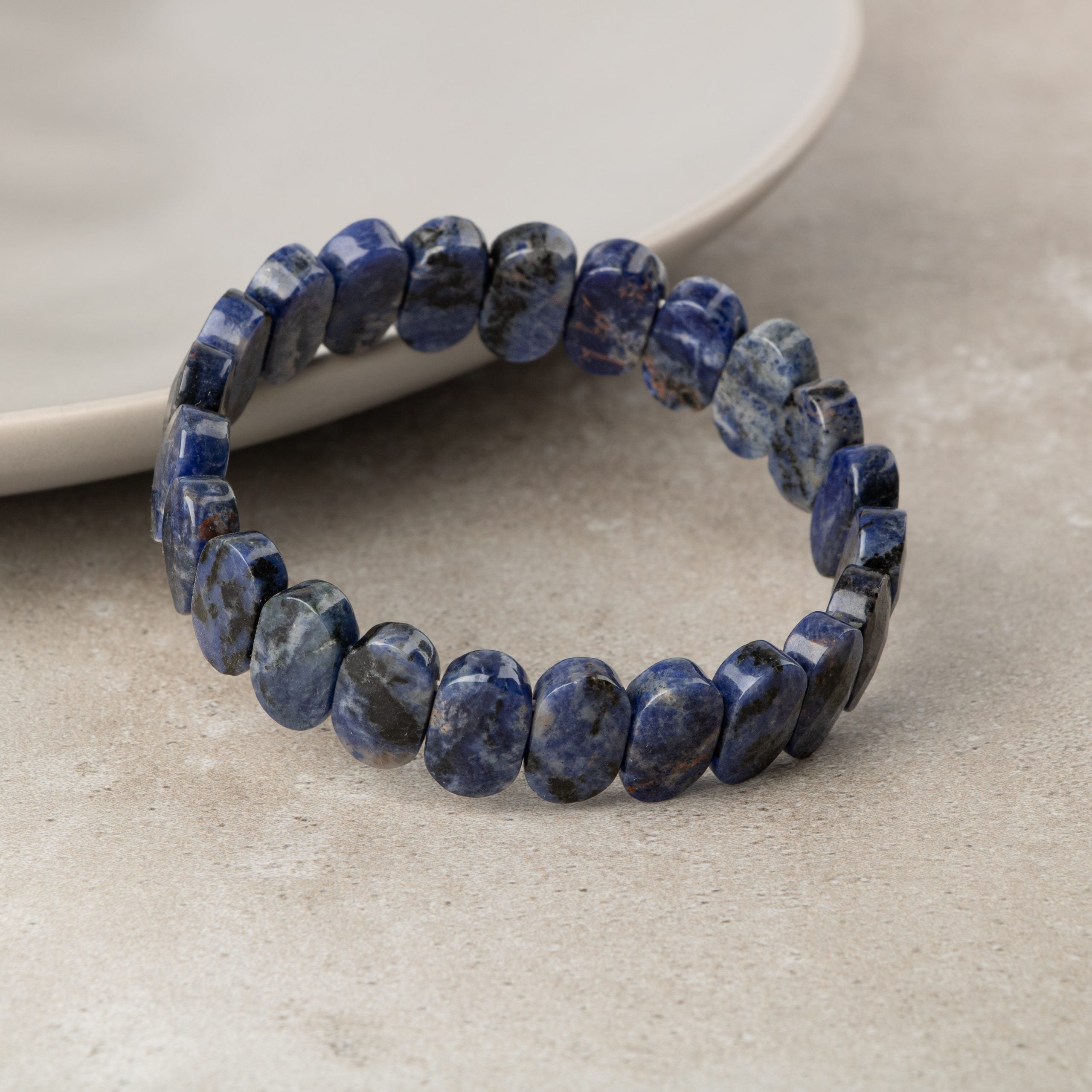 Certified Dumortierite Wide Cut Natural Gemstone Bracelet