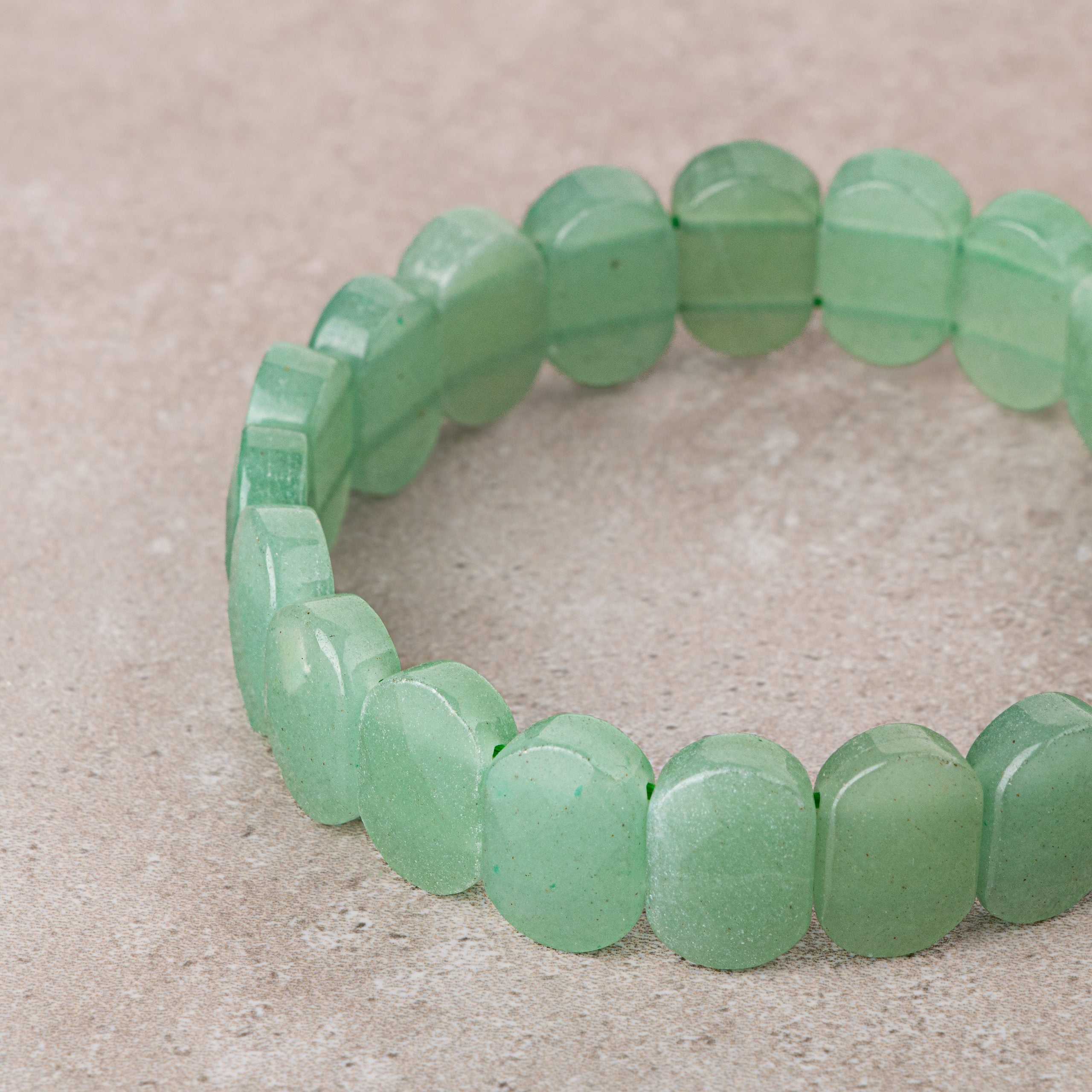 Certified Green Aventurine Wide Cut Natural Gemstone Bracelet