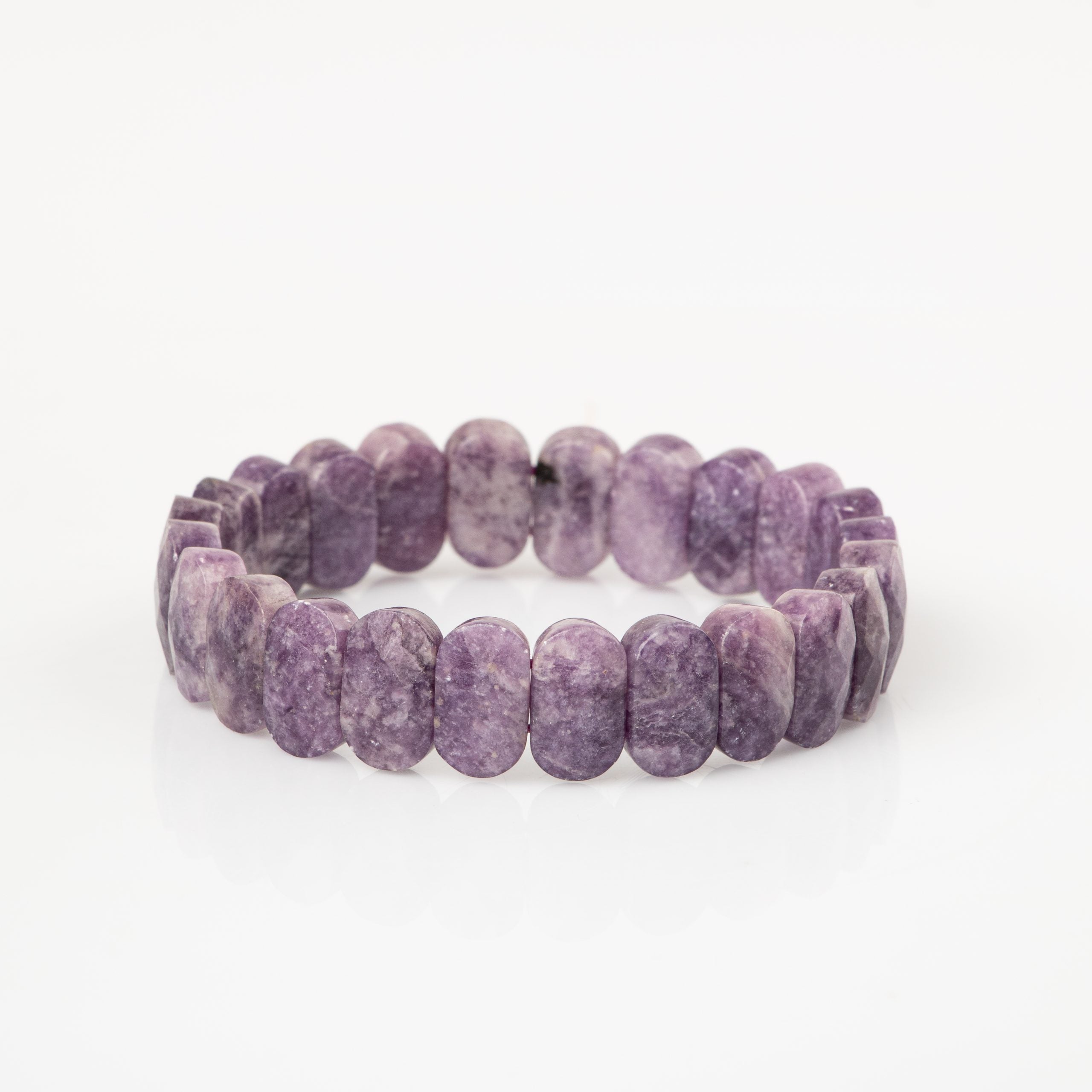 Certified Lepidolite Wide Cut Natural Gemstone Bracelet