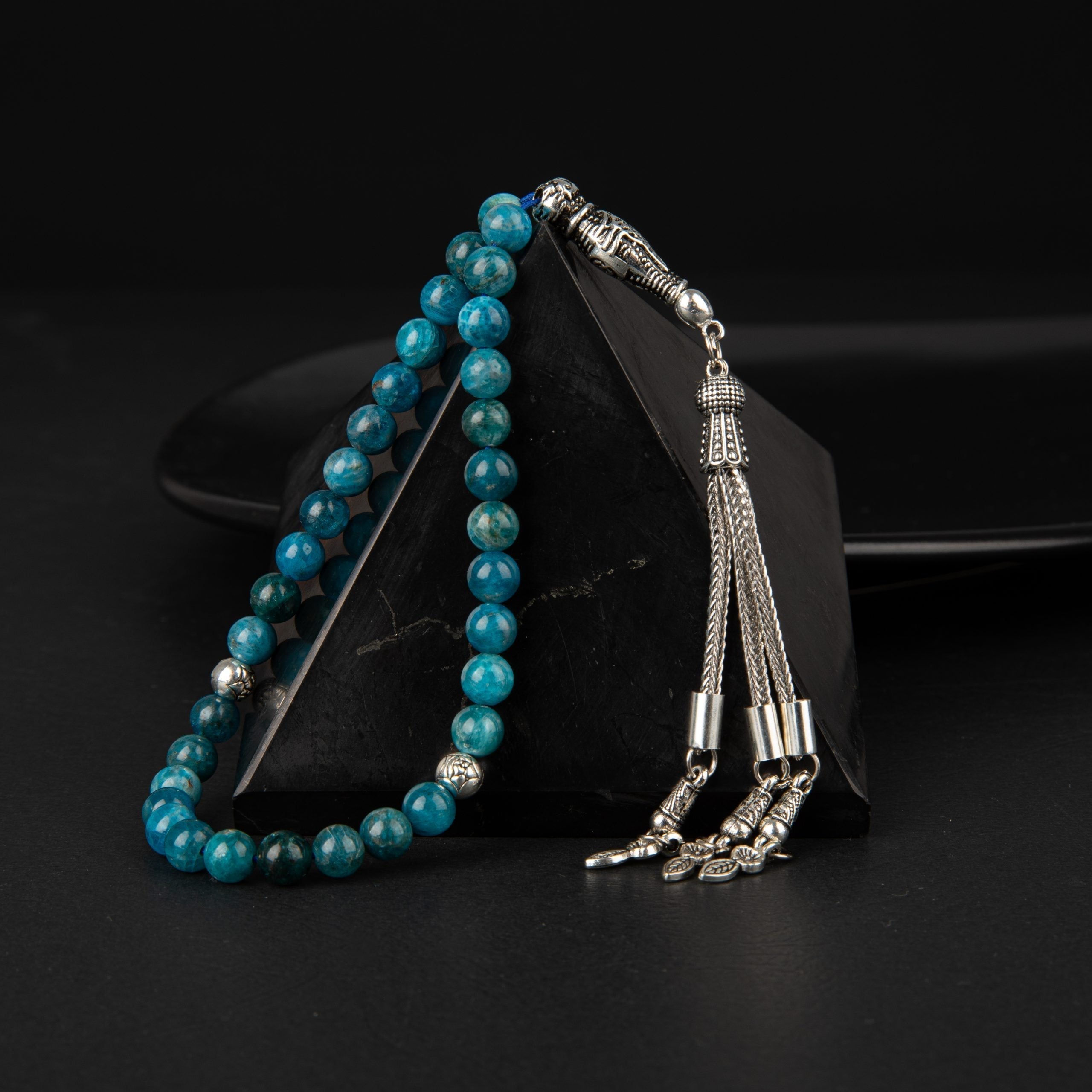 Blue Apatite Natural Gemstone Prayer Beads 33-Bead – 6mm Handcrafted