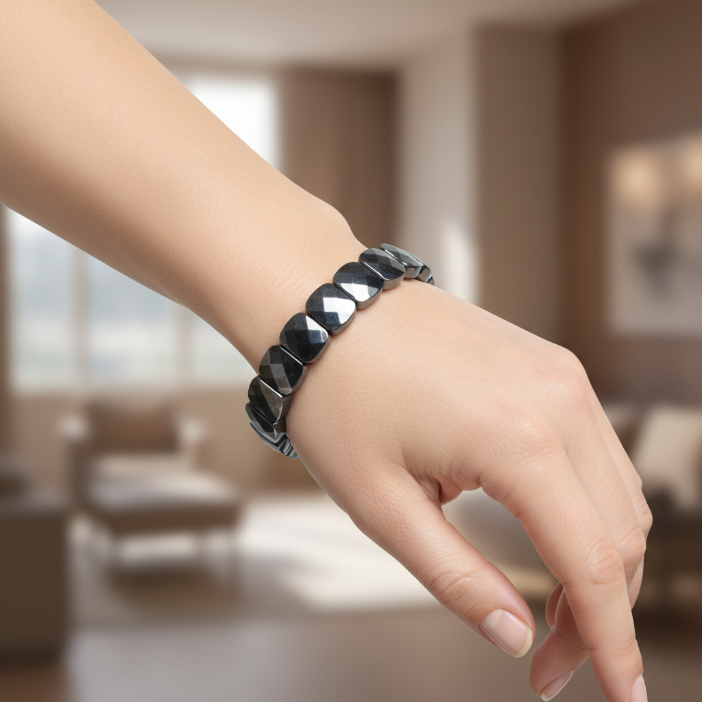 Trehartz Wide Cut Natural Gemstone Bracelet