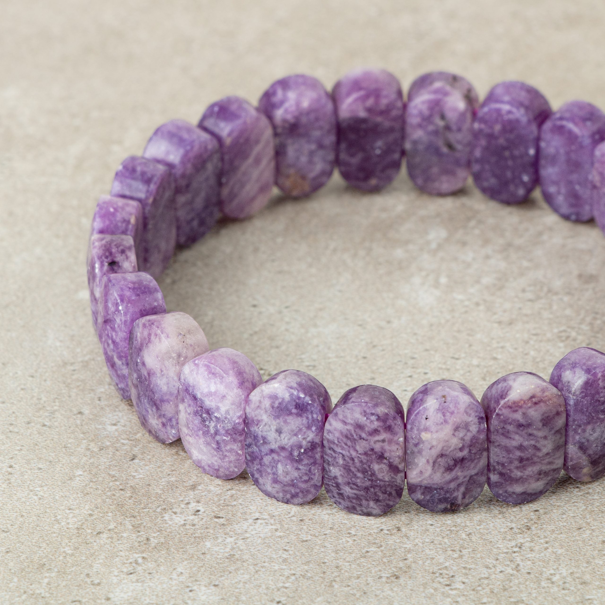 Certified Lepidolite Wide Cut Natural Gemstone Bracelet