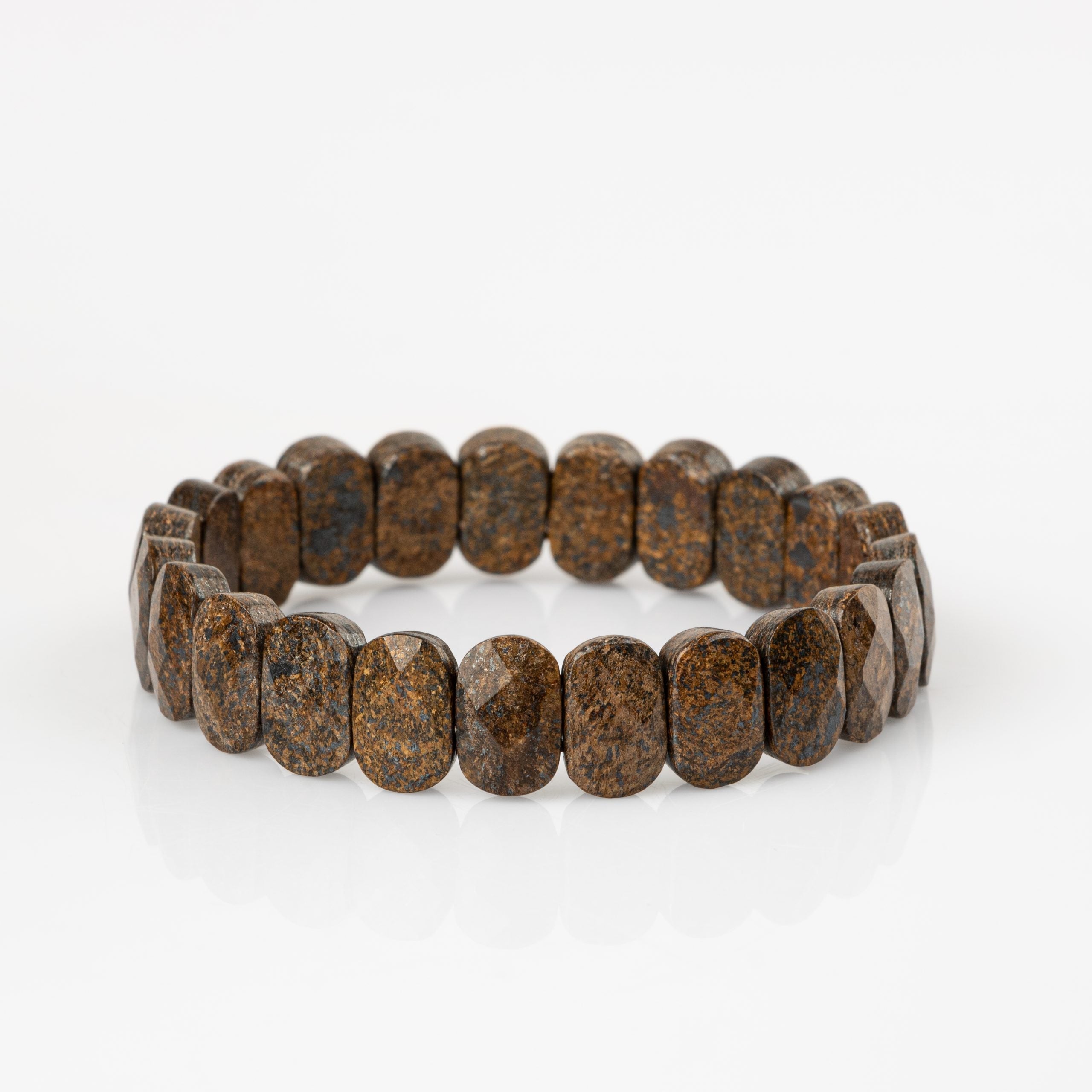 Certified Bronzite Wide Cut Natural Gemstone Bracelet
