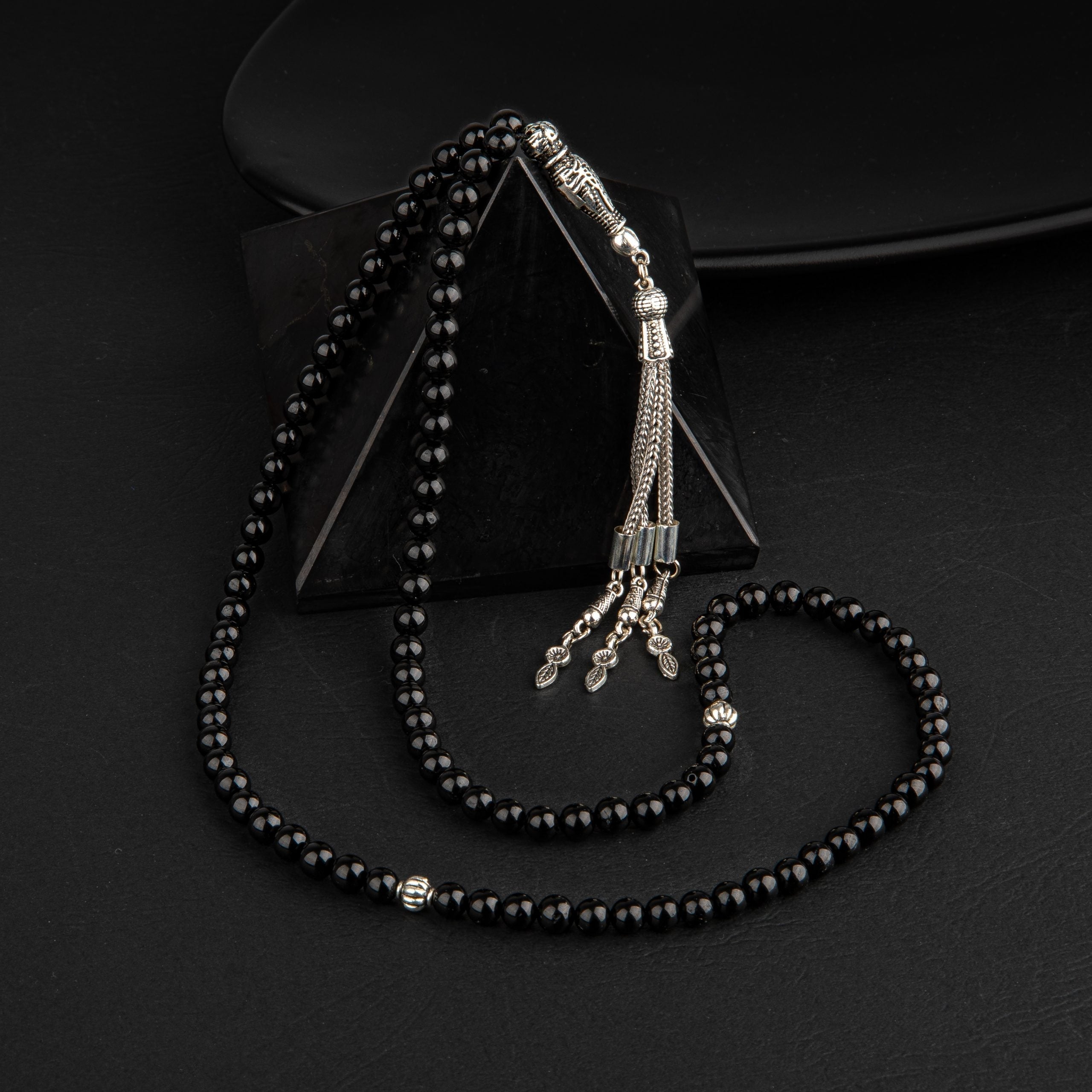 Black Tourmaline Natural Gemstone Prayer Beads 99-Bead – 6mm Handcrafted