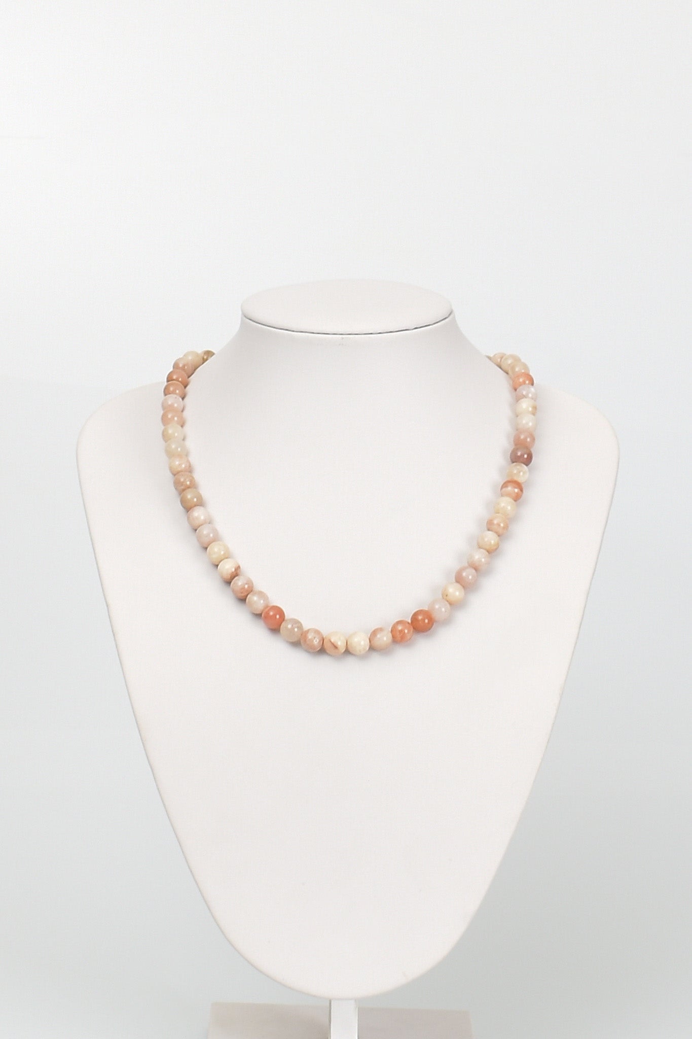 Laboratory Certified Sunstone 8 mm Natural Stone Necklace