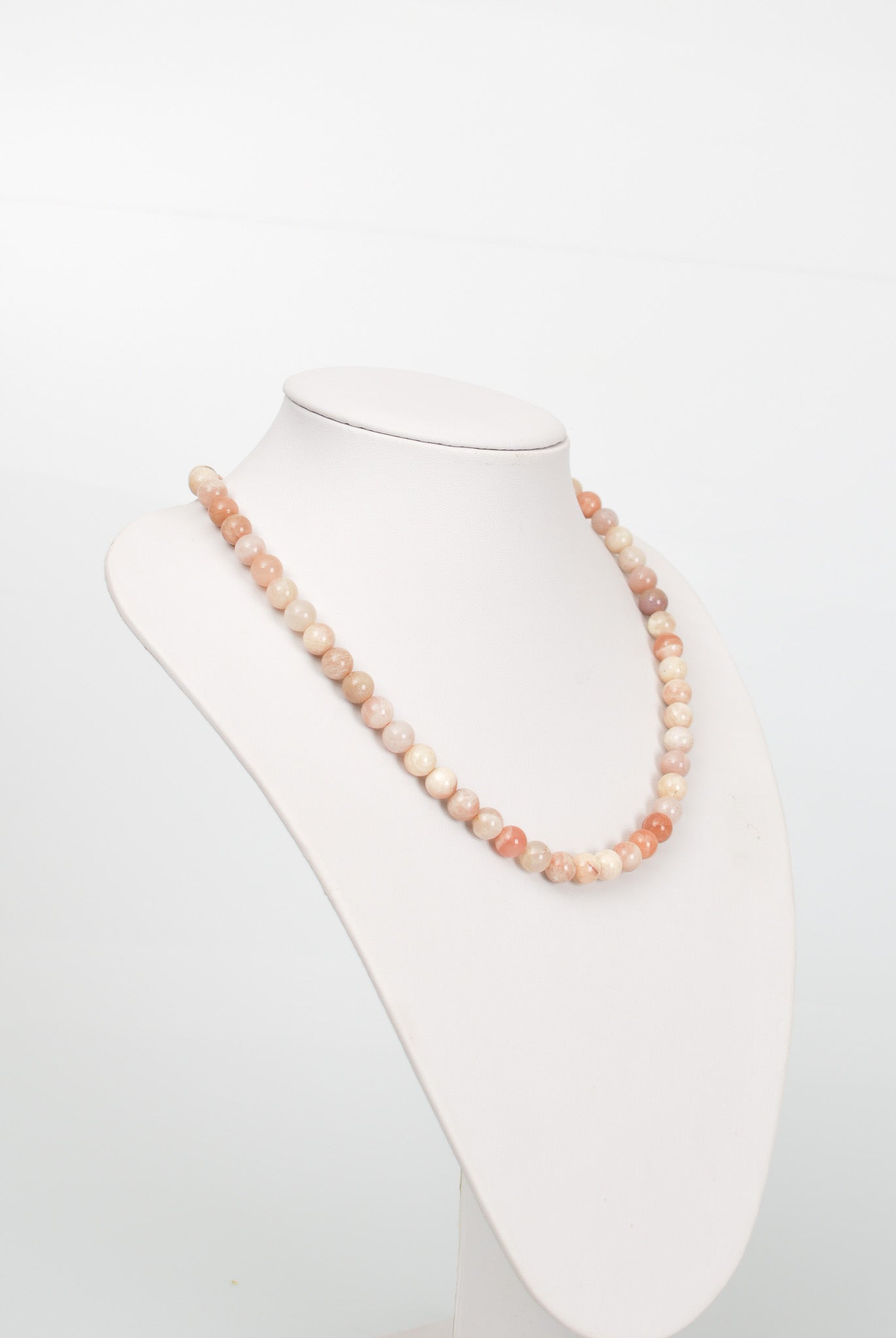 Laboratory Certified Sunstone 8 mm Natural Stone Necklace